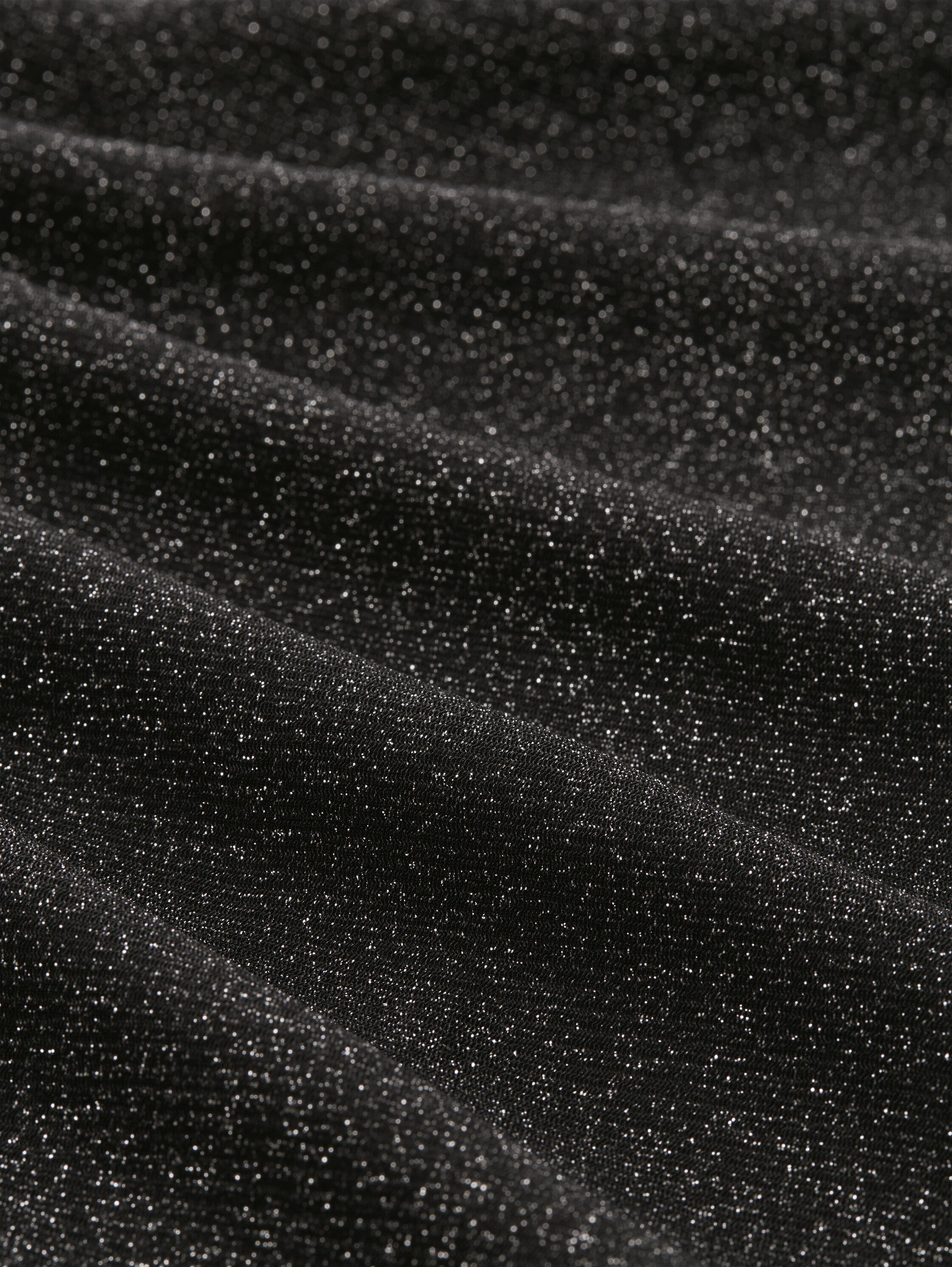 Midi-Kleid Damen Glitzer-Effekt Gewellter Saum Mesh-Stoff Metall