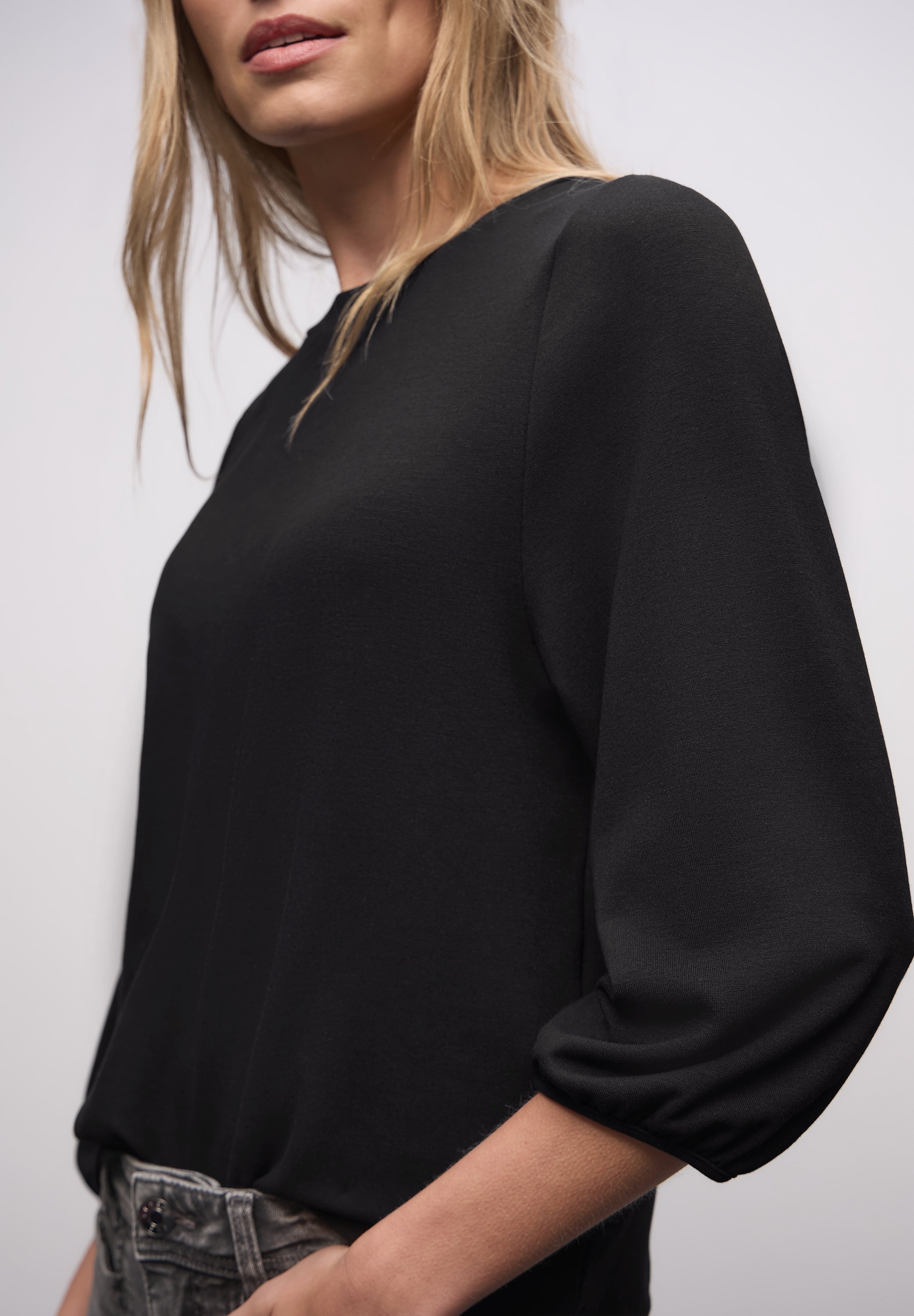 Street One Damen Jacquardshirt Langarm Rundhalsausschnitt