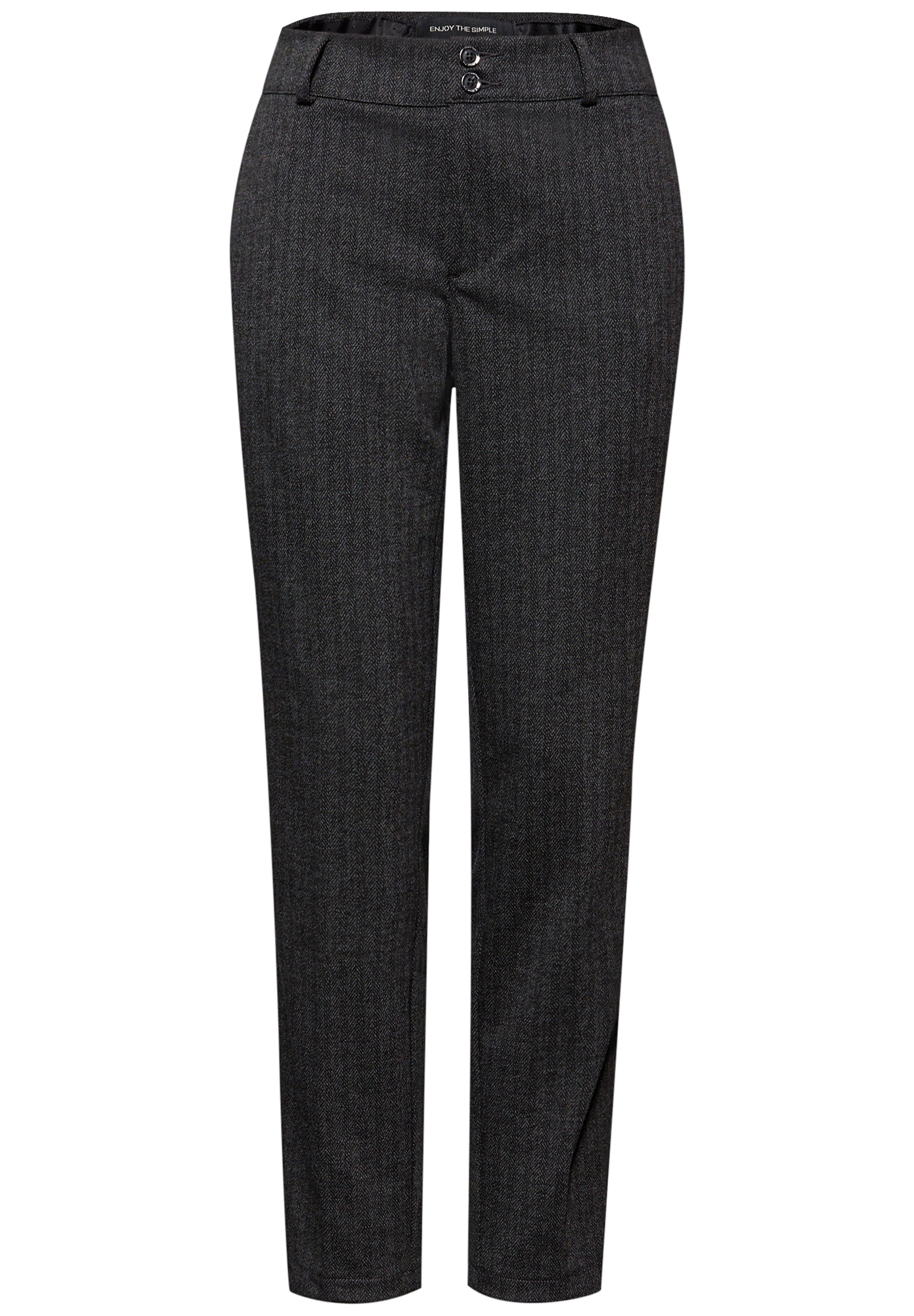 Street One Damen Chinohose Casual Fit Slim Legs Fischgrät-Muster