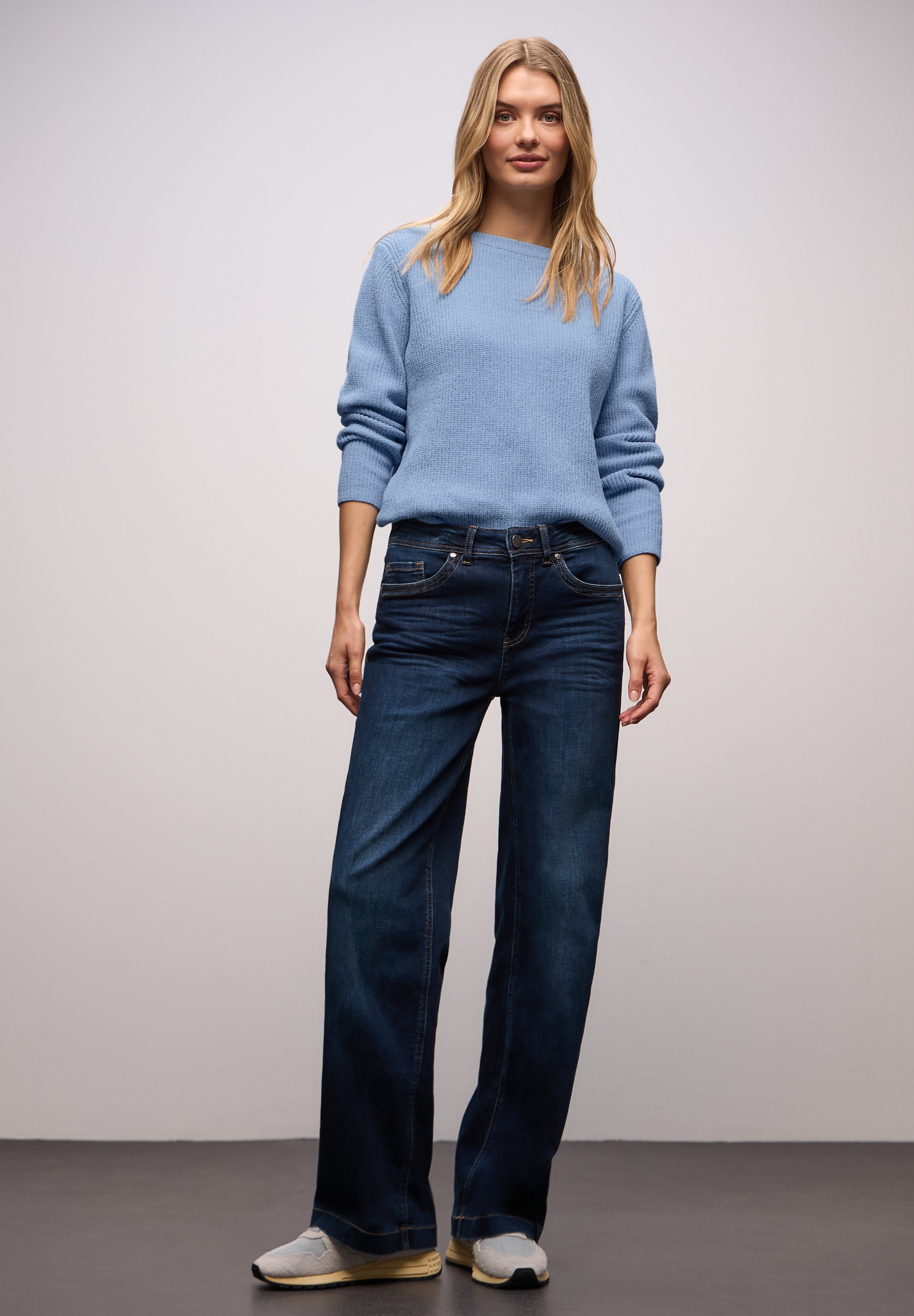 Street One Damen Strickpullover U-Boot-Ausschnitt Chenille-Qualität