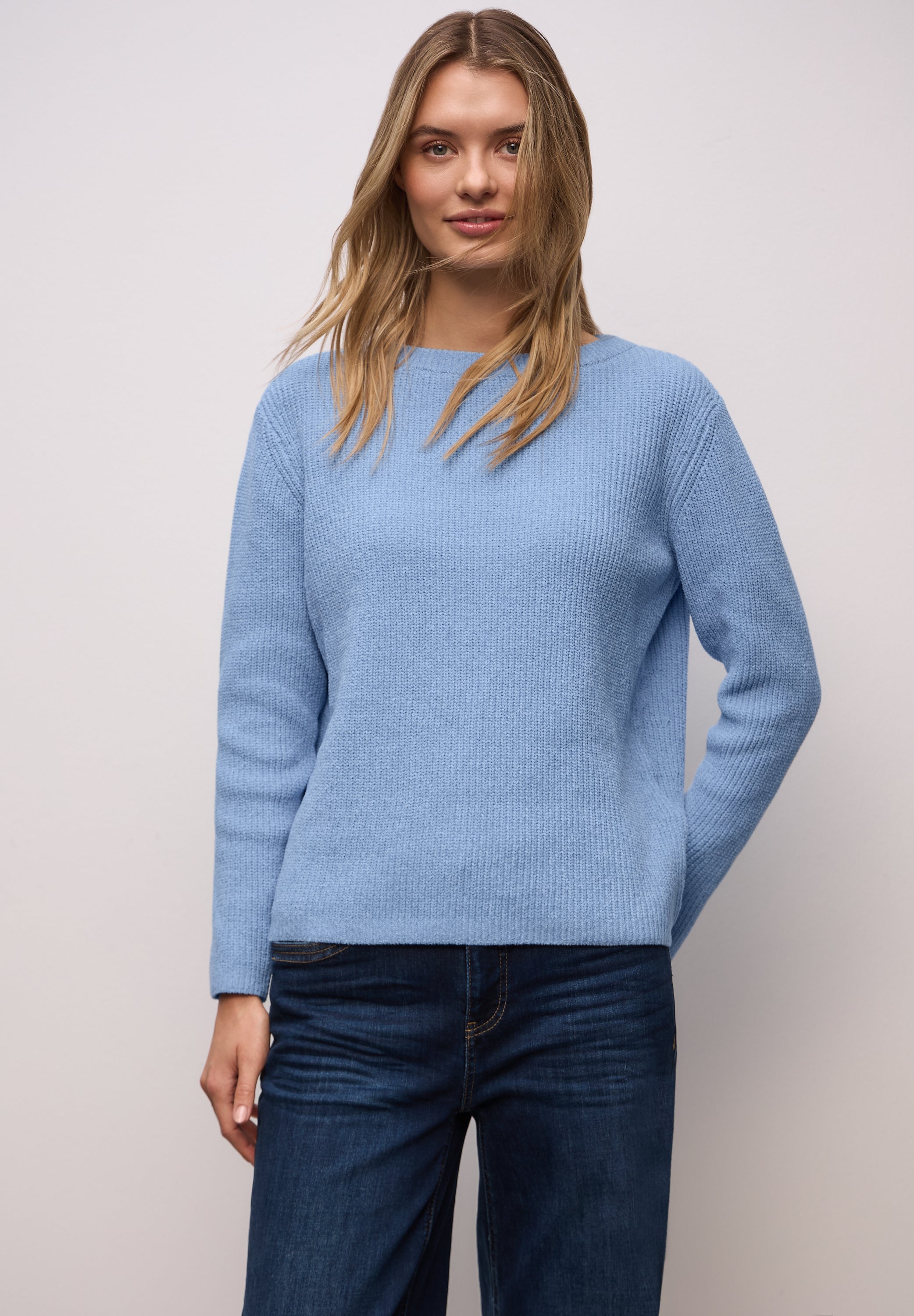 Street One Damen Strickpullover U-Boot-Ausschnitt Chenille-Qualität
