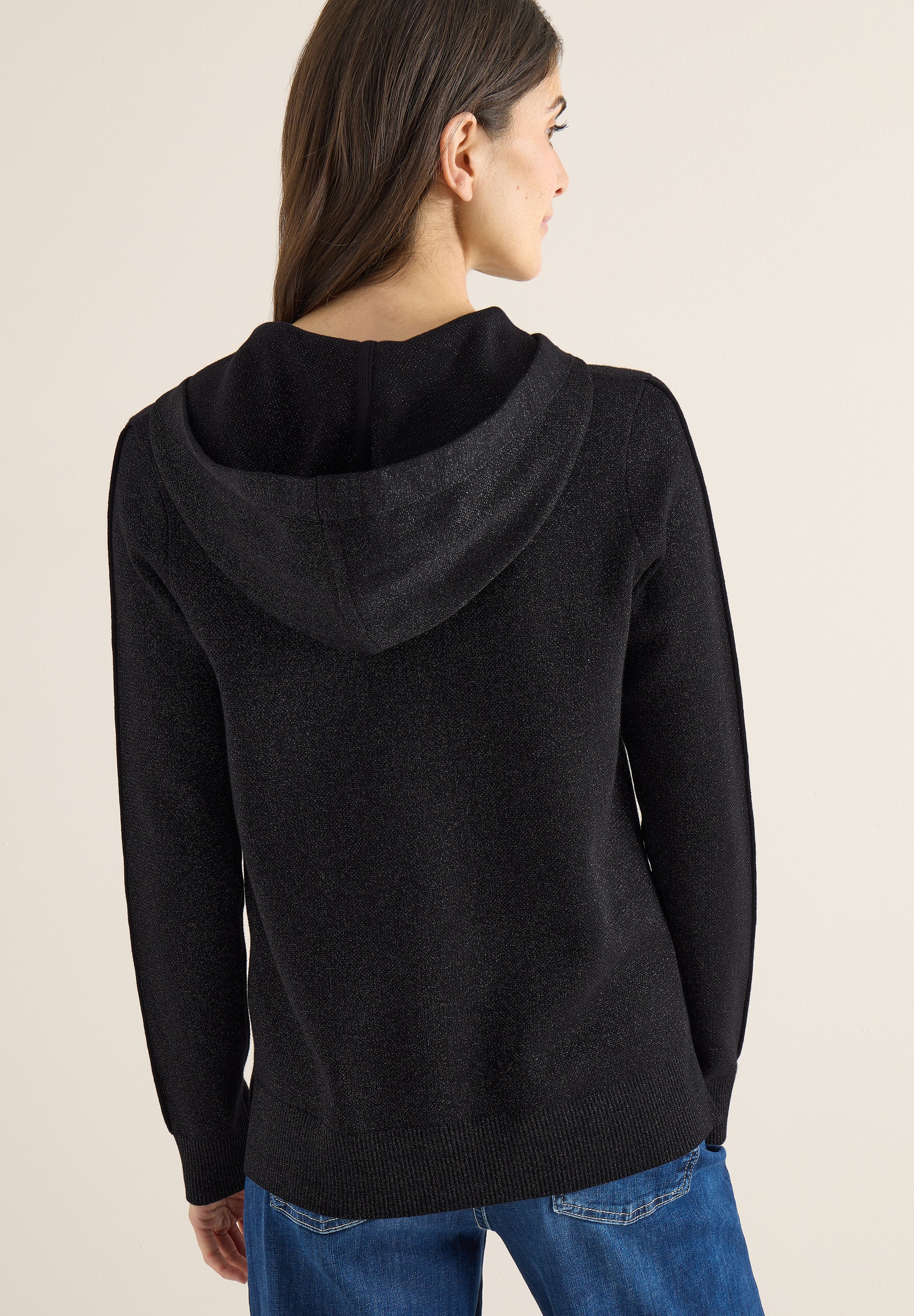 CECIL Damen Jacquard Hoodie Sportiver Pullover mit Tape und Kapuze