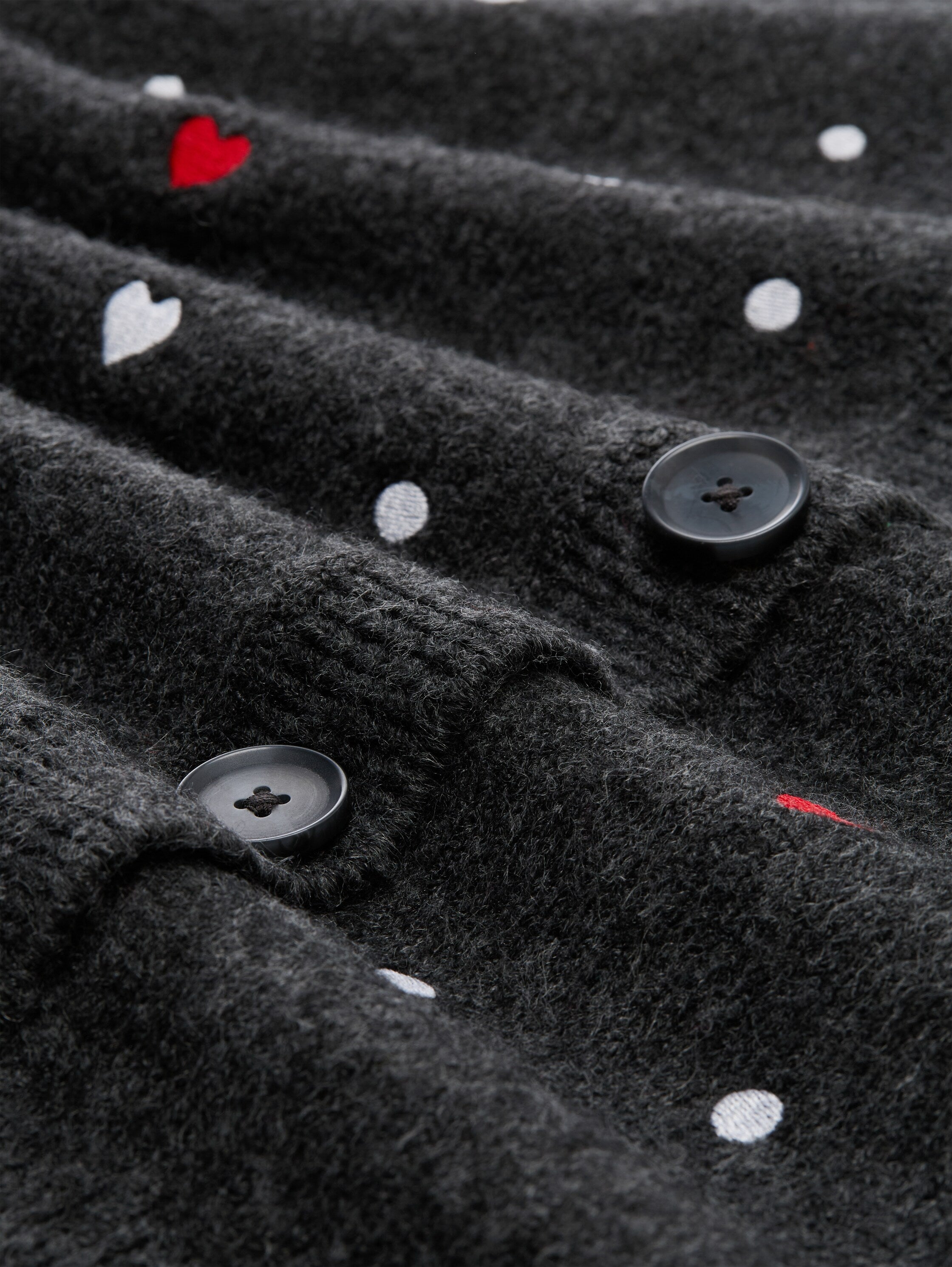 Tom Tailor Denim Female Strickjacke Herz- und Punkt-Stickereien