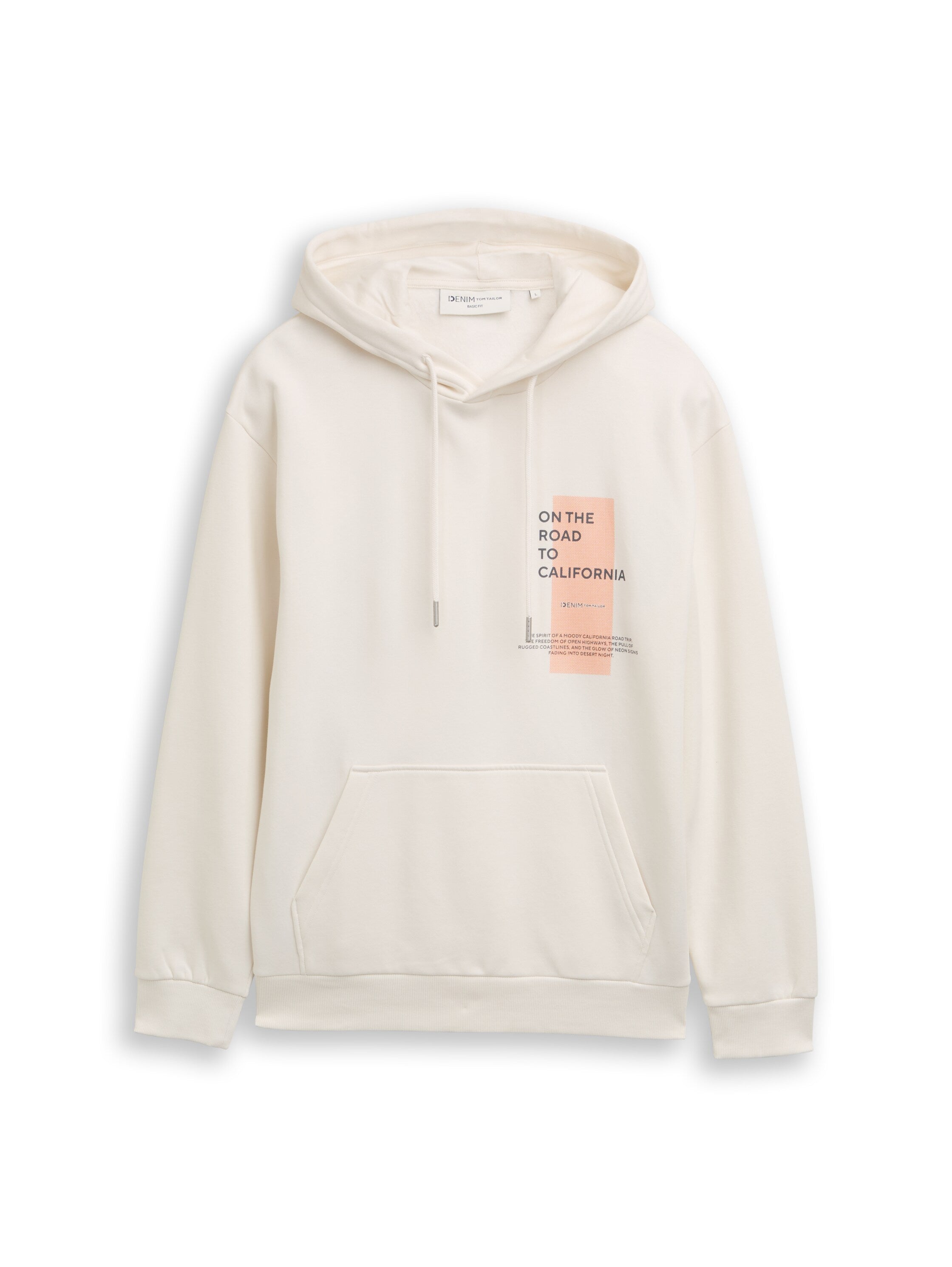 Tom Tailor Denim Herren Kapuzenpullover mit Print Kängurutasche Rippbündchen Baumwolle Polyester