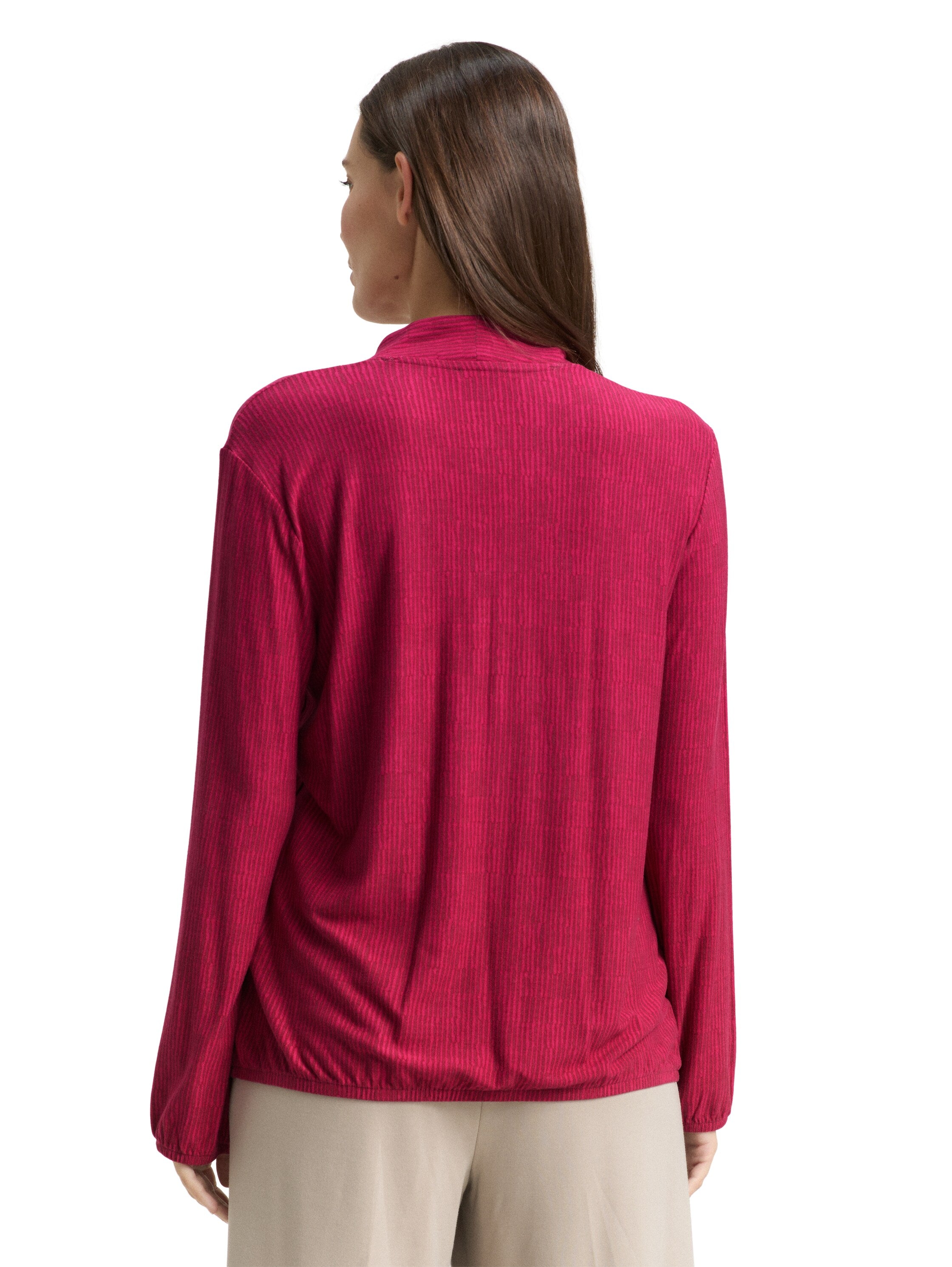 Tom Tailor Gemustertes Longsleeve Damen V-Ausschnitt Krepp-Material