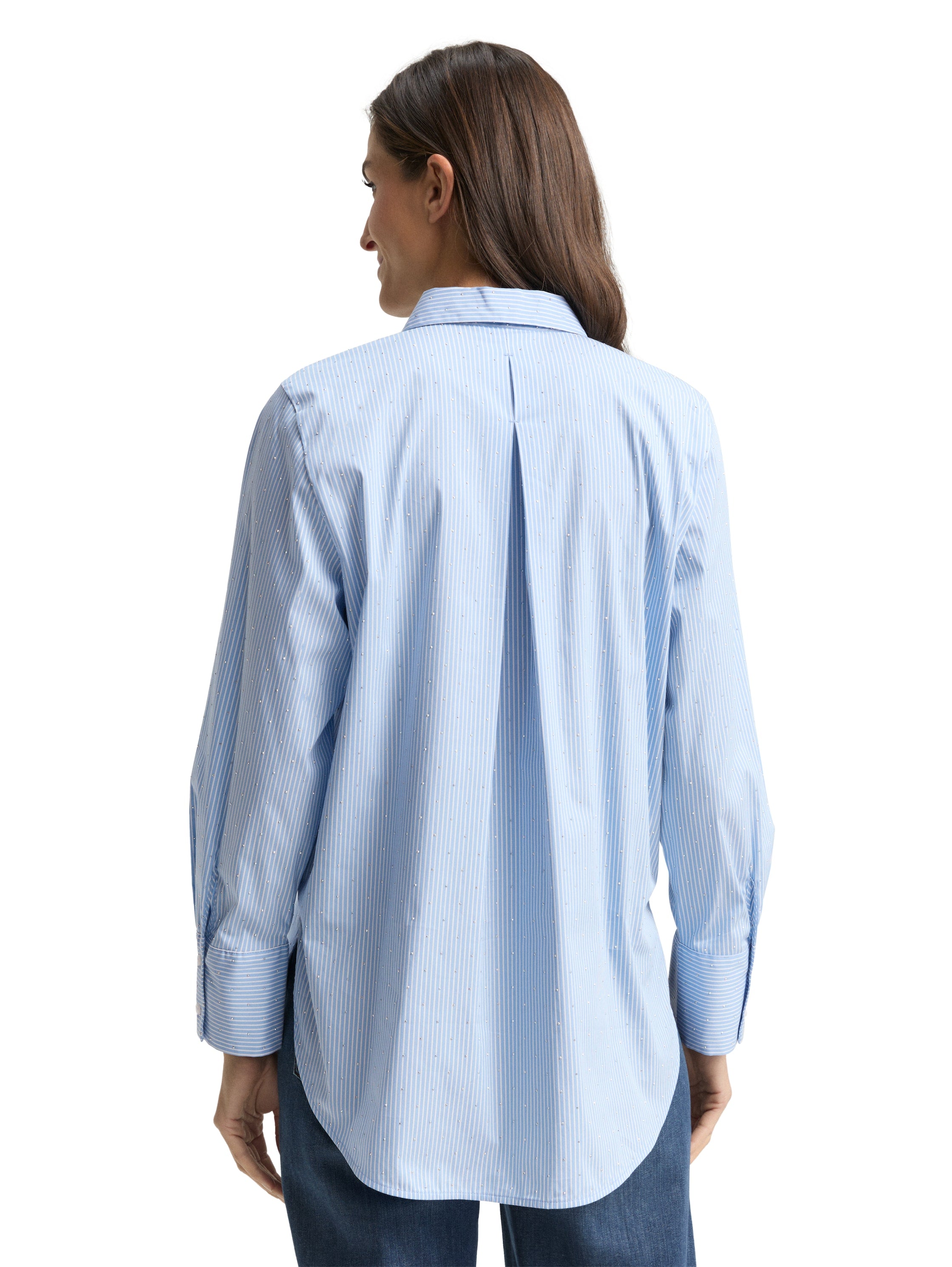 Tom Tailor Denim Female Hemdbluse mit Strasssteinen und verdeckter Knopfleiste