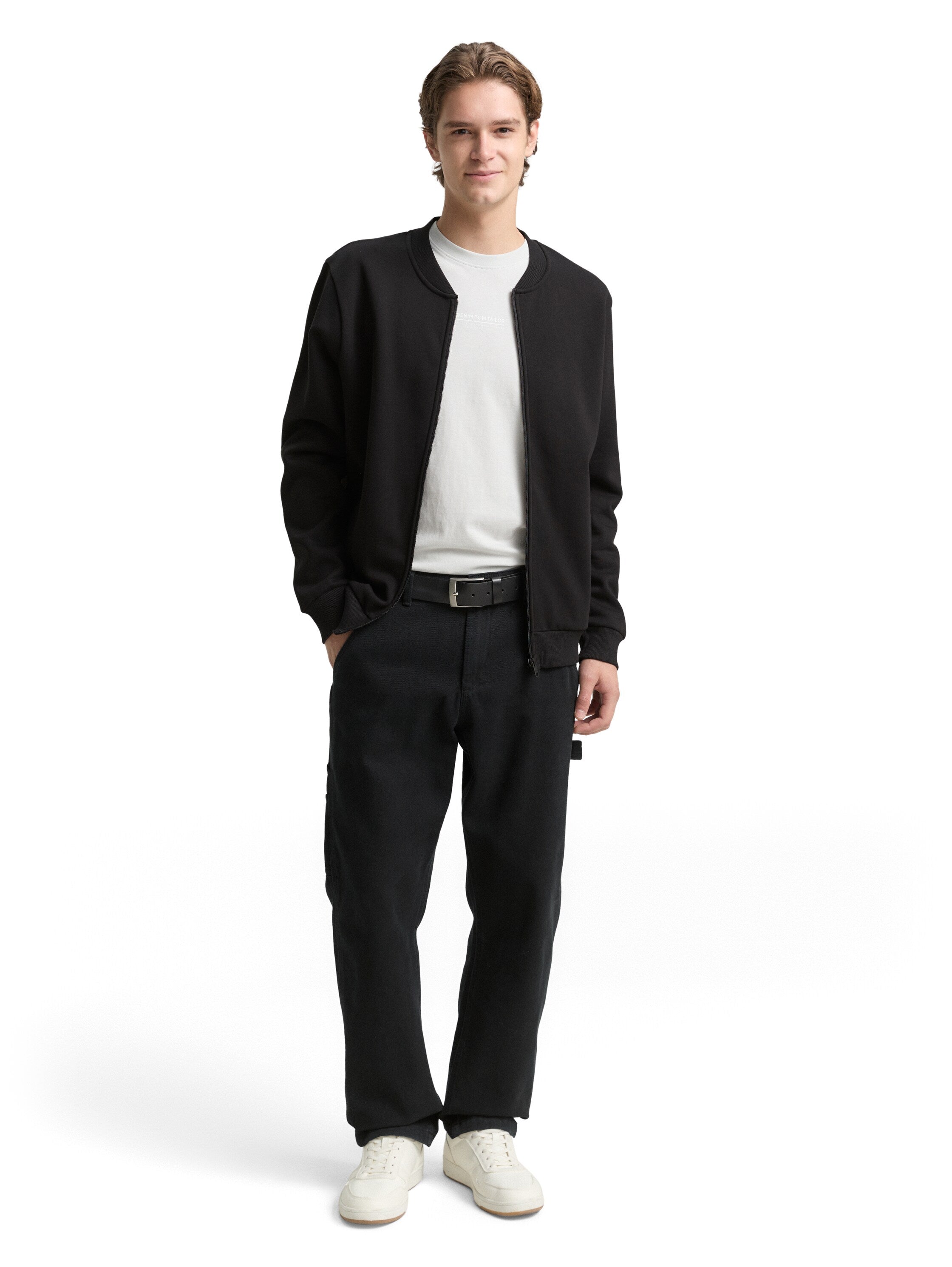 Sweatshirtjacke Herren Bomberjacken-Stil mit Rippbündchen