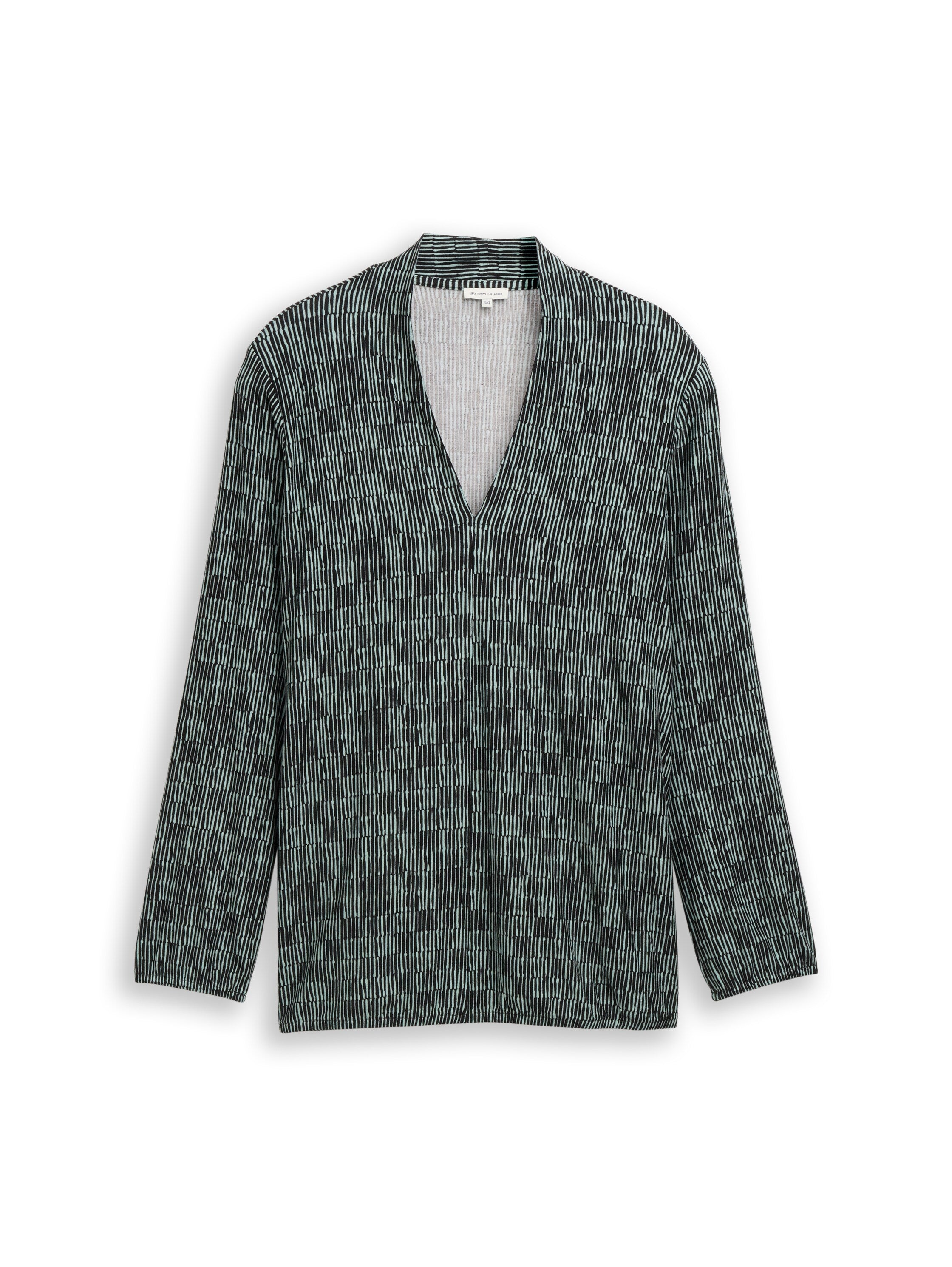 Longsleeve Damen V-Ausschnitt Blumenmuster