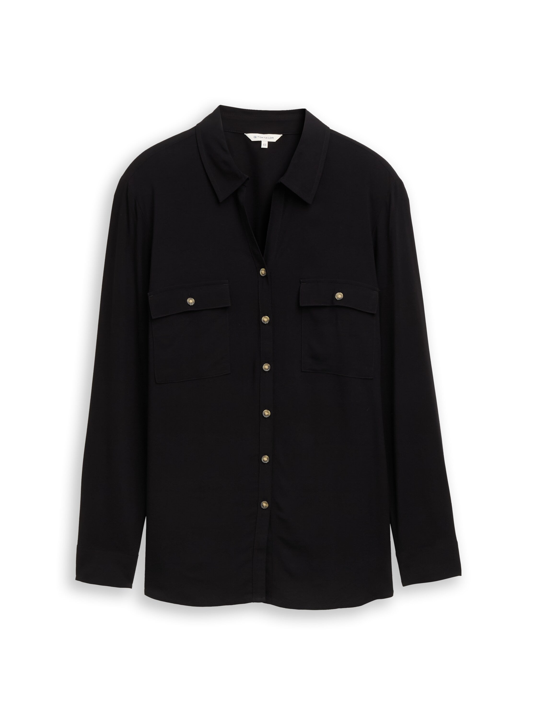 Tom Tailor Denim Female Bluse Langarm mit Knopfleiste aus Viskose