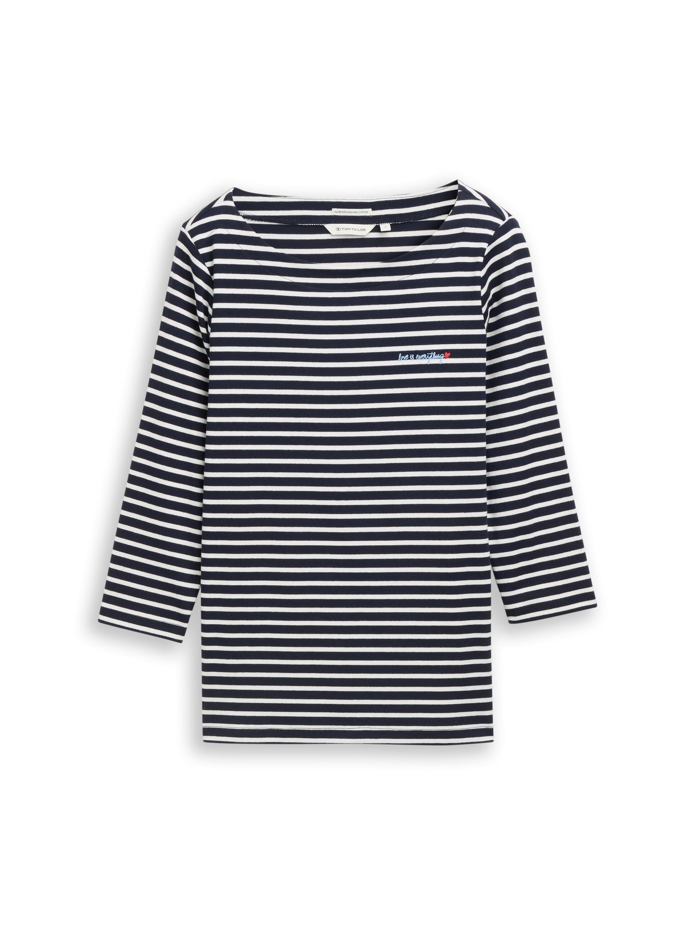 Tom Tailor Female Longsleeve Herz-Print 3/4-Arm Baumwolle Elasthan