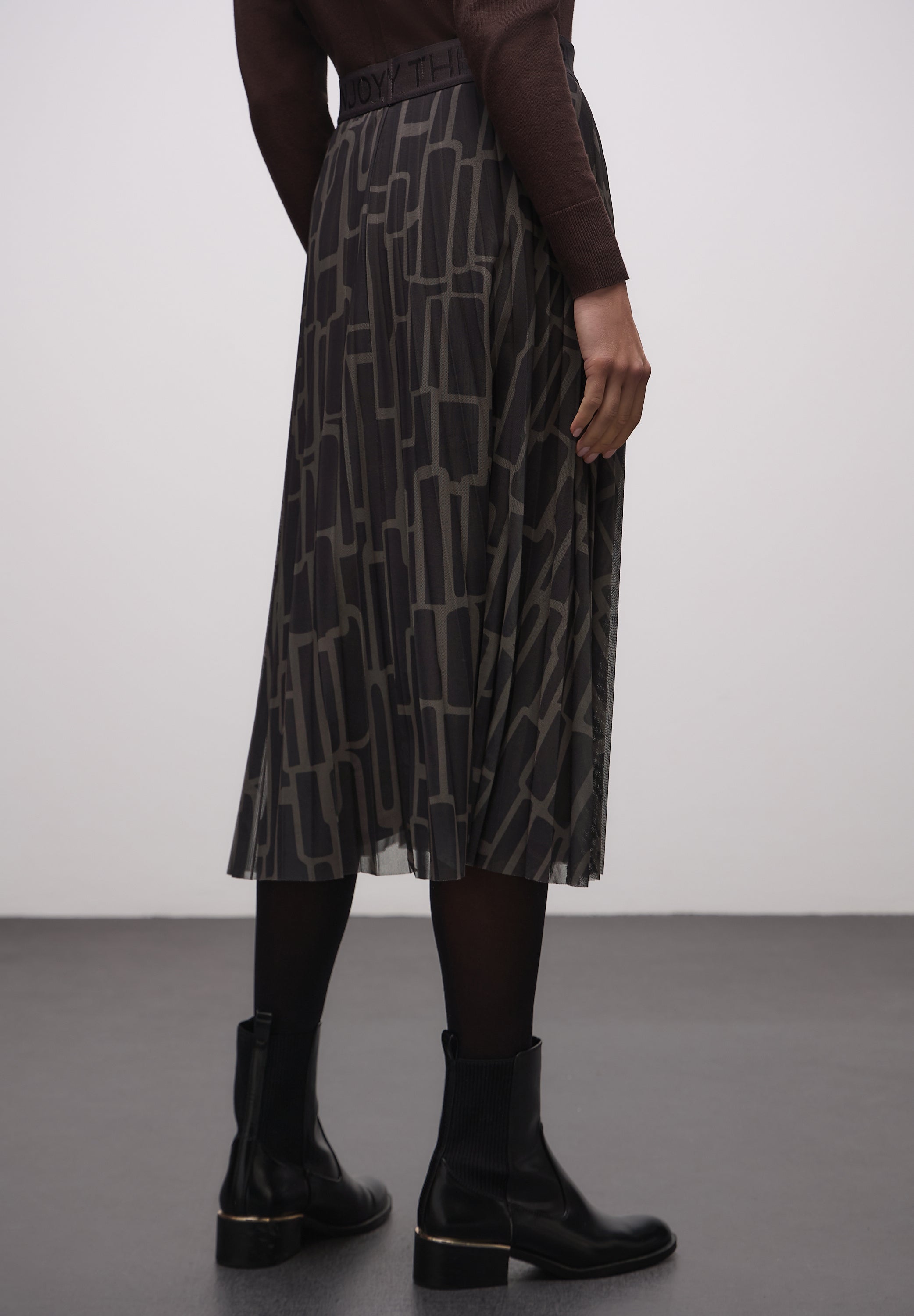 Street One Damen Midi-Rock mit grafischem Muster und elastischem Bund