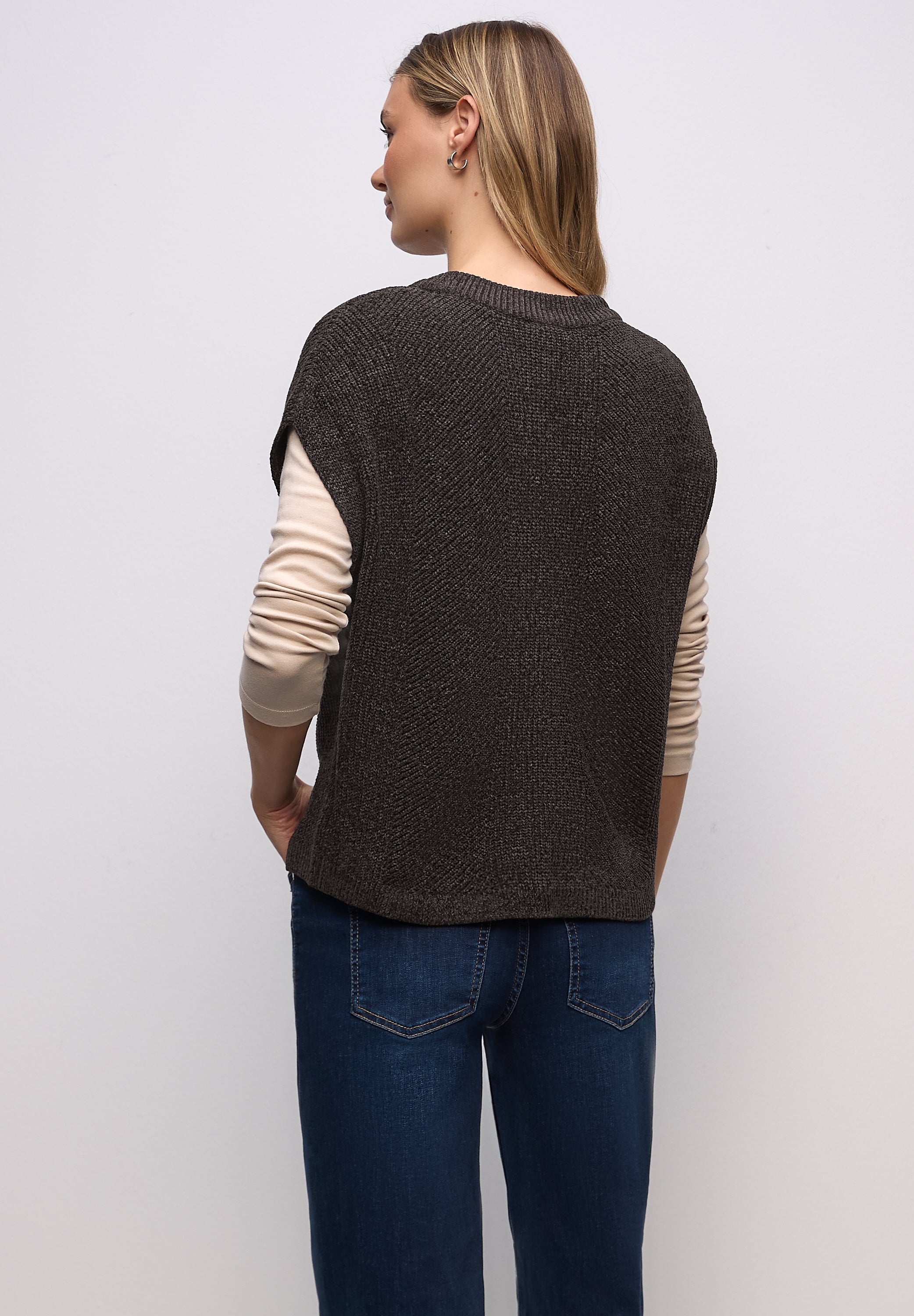 Ärmelloser Chenille Pullover