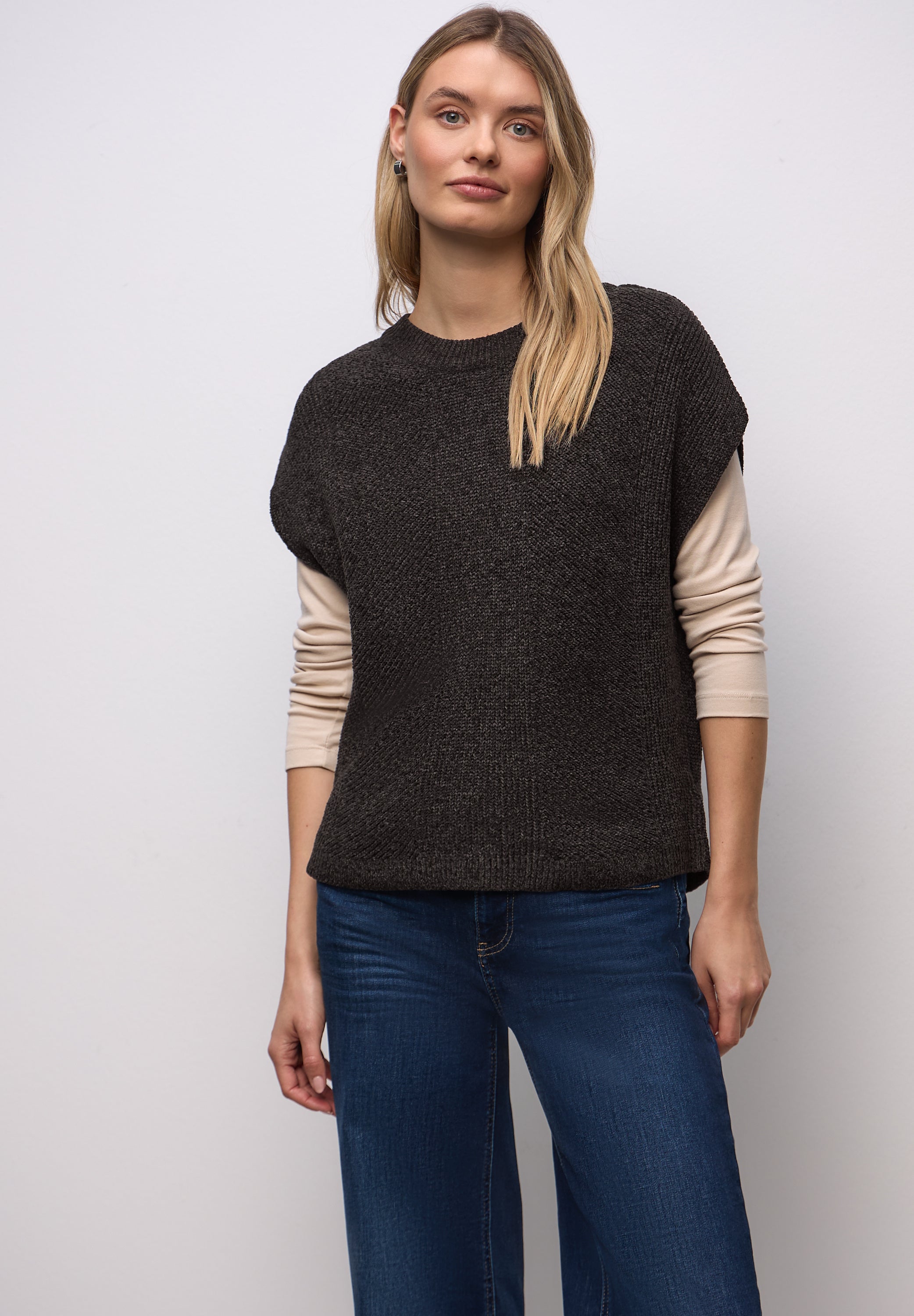 Ärmelloser Chenille Pullover