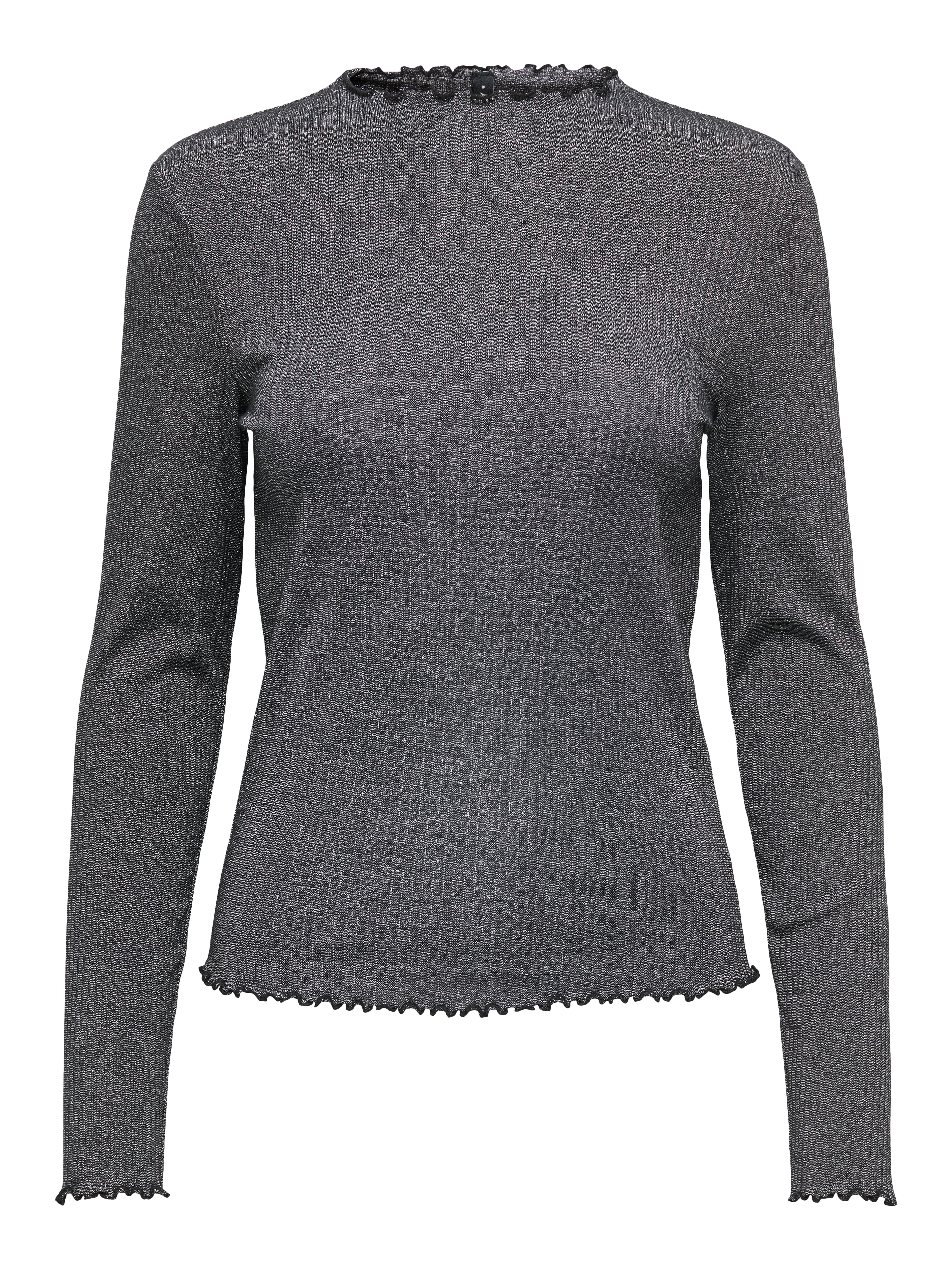 ONLY Glitzer-Effekt Langarm Top Damen Rundhals Baumwolle