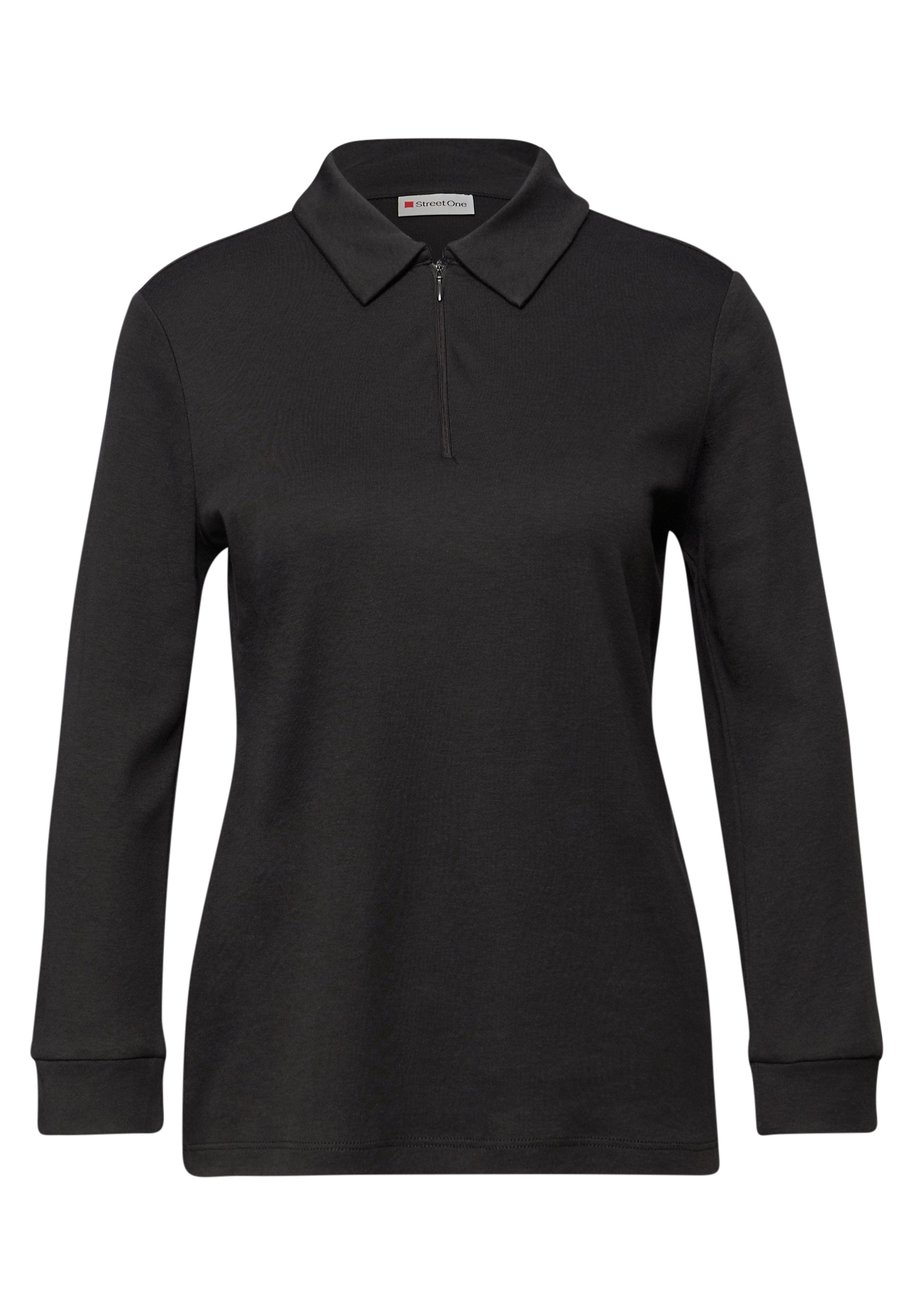 Street One Damen Poloshirt 3/4-Arm Zipper Baumwoll-Modal Mix
