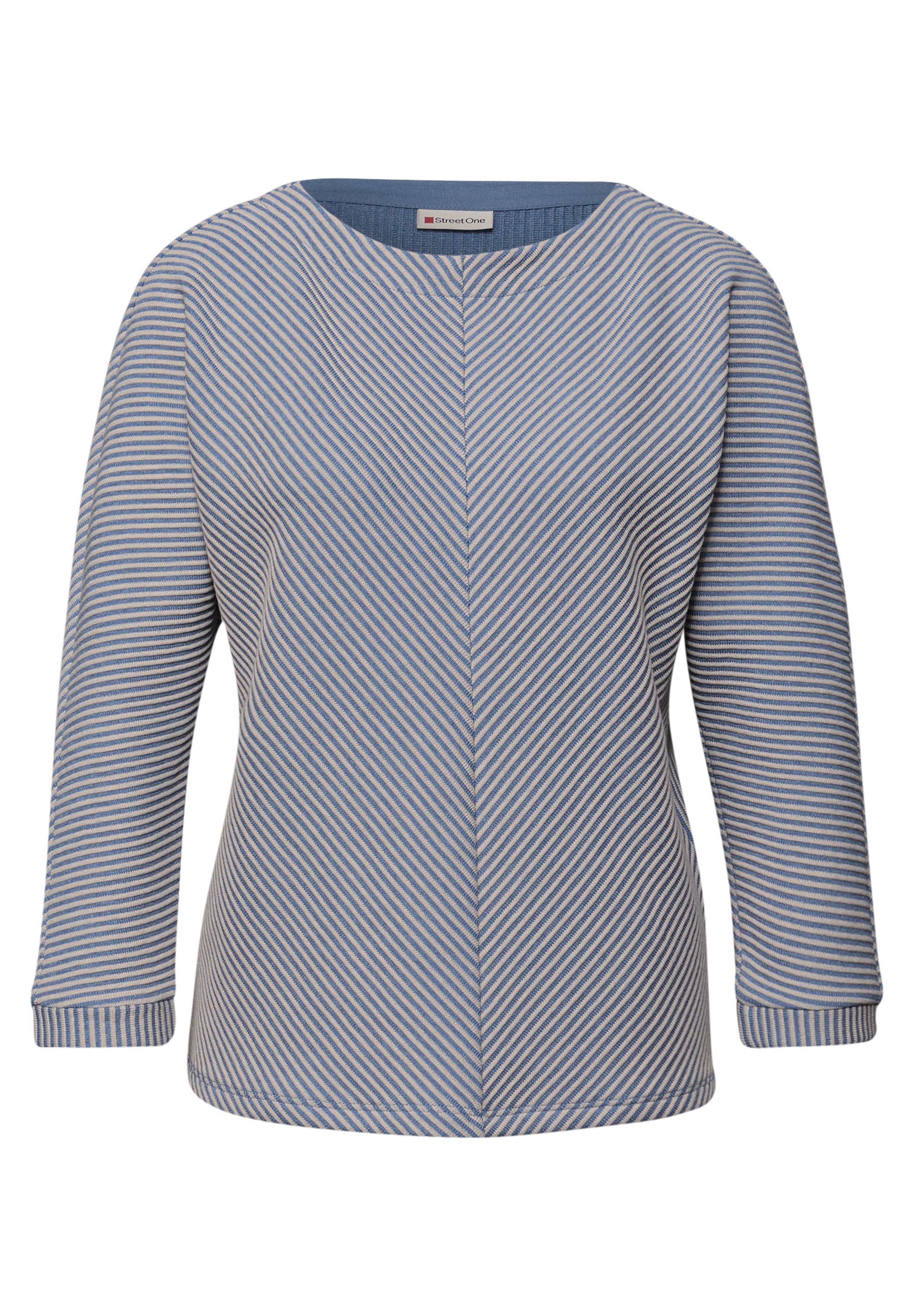 Street One Damen Shirt 3/4-Arm U-Boot-Ausschnitt Strukturmuster