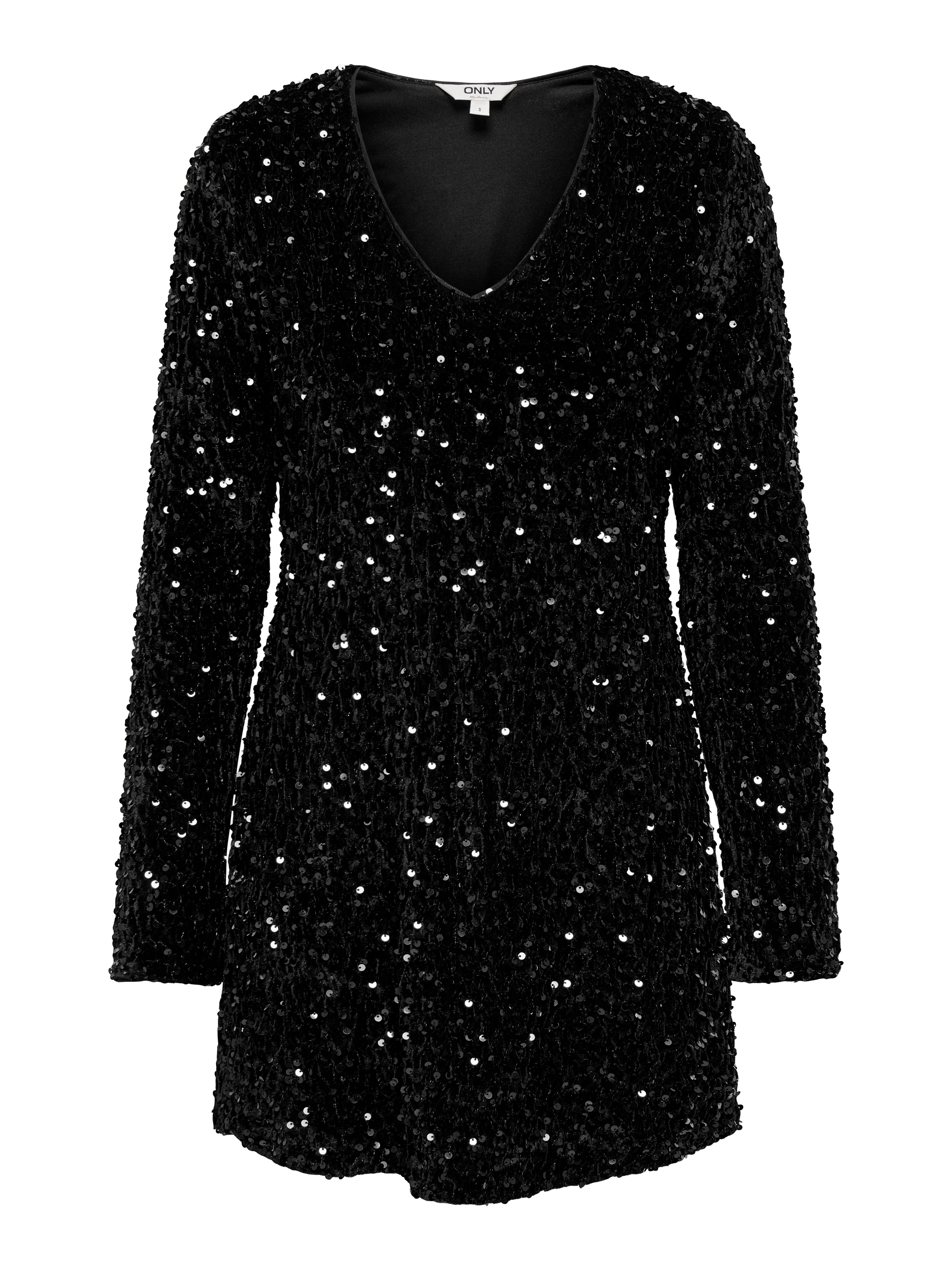 ONLANIKA LS SEQUINS V-NECK DRESS WVN
