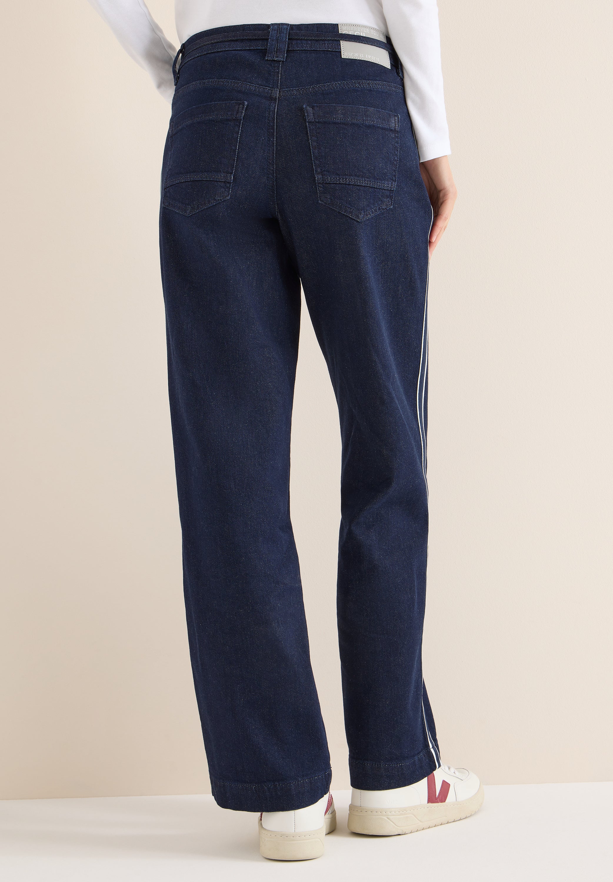 CECIL Damen Jeans Neele Loose Fit High Waist Wide Legs Tunnelzug-Bund