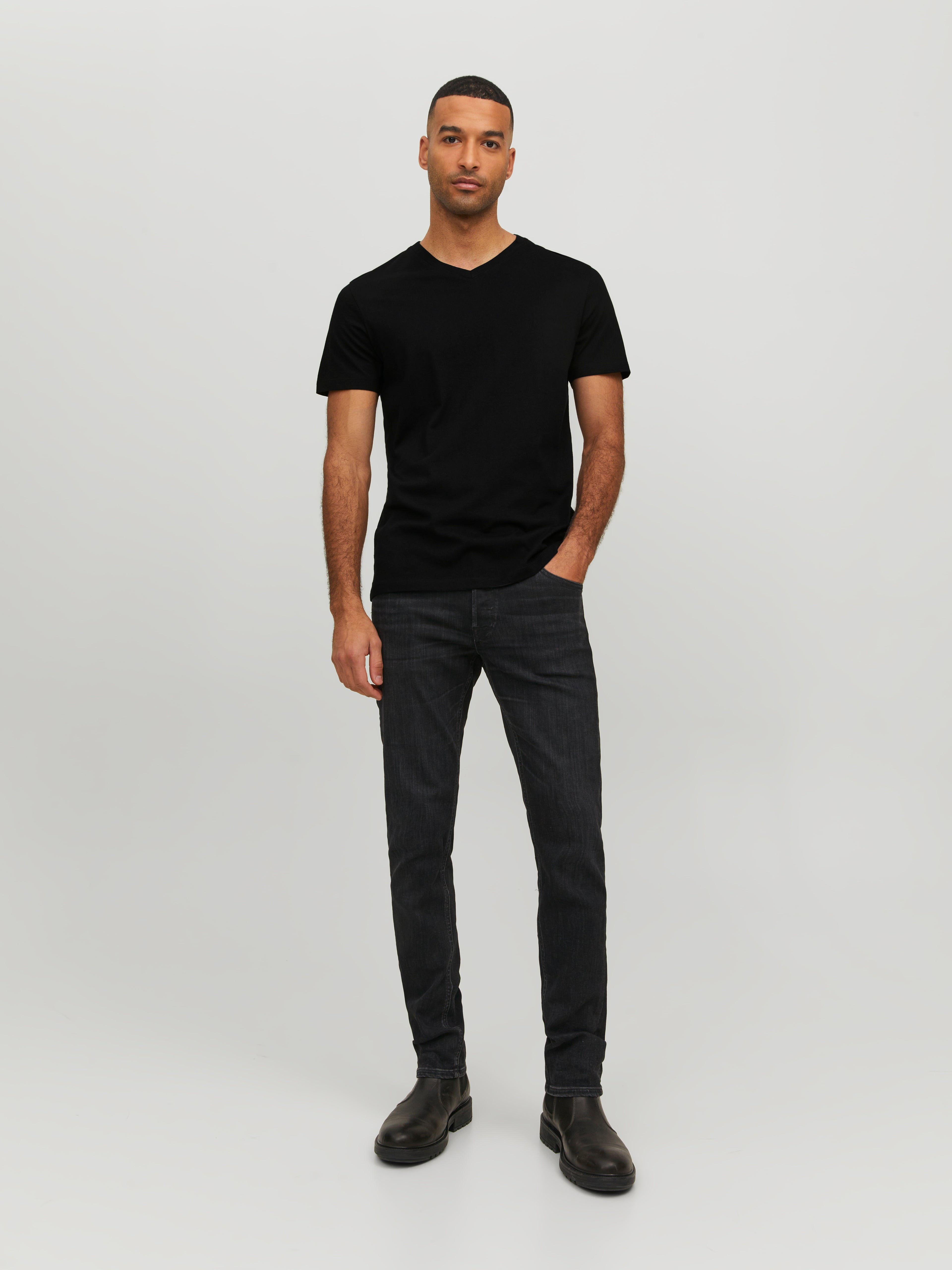 Jack & Jones Bestseller Herren T-Shirt V-Ausschnitt Kurzarm Normal geschnitten 100% Baumwolle