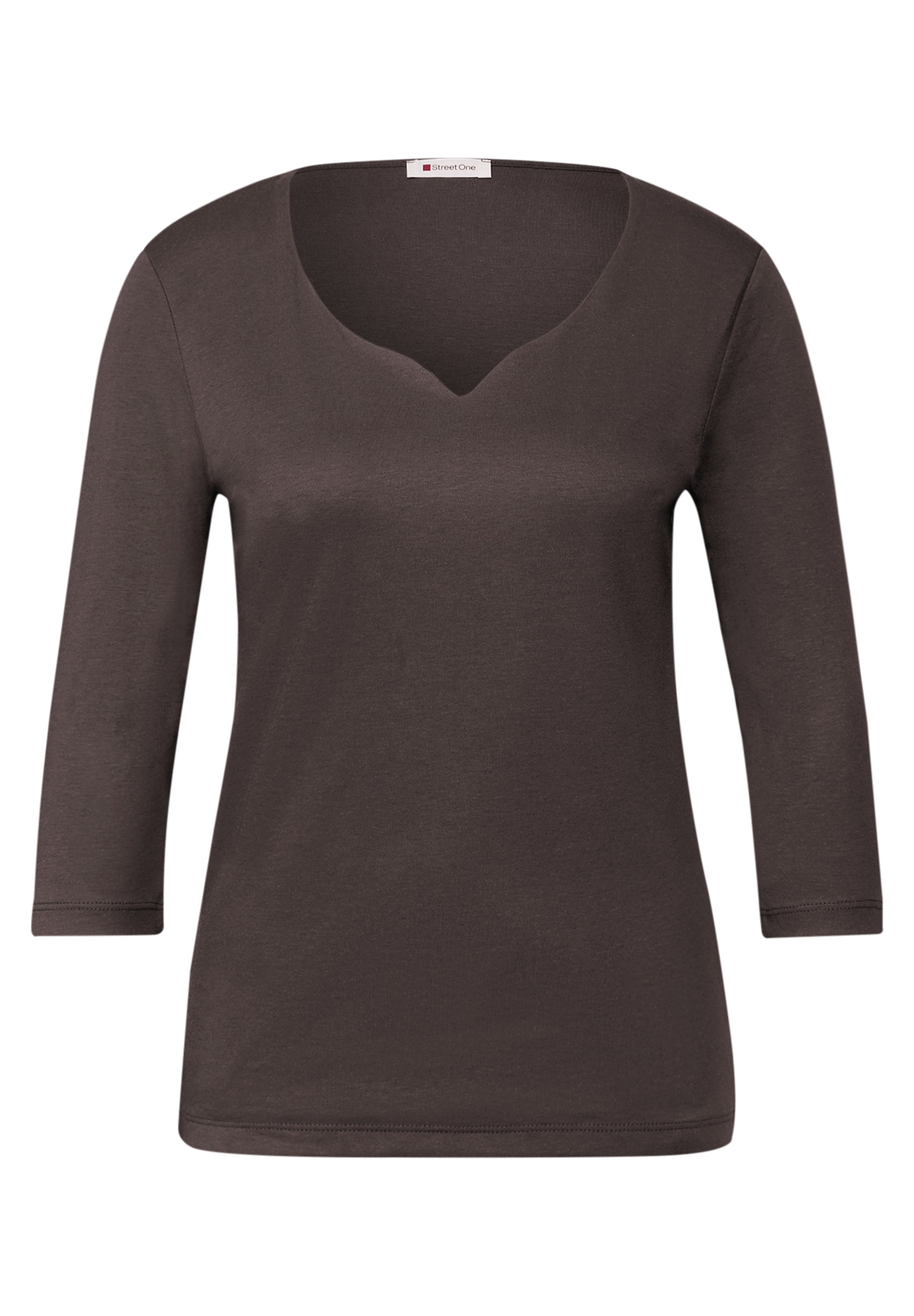 Street One Damen Jerseyshirt Herzausschnitt 3/4-Arm Casual