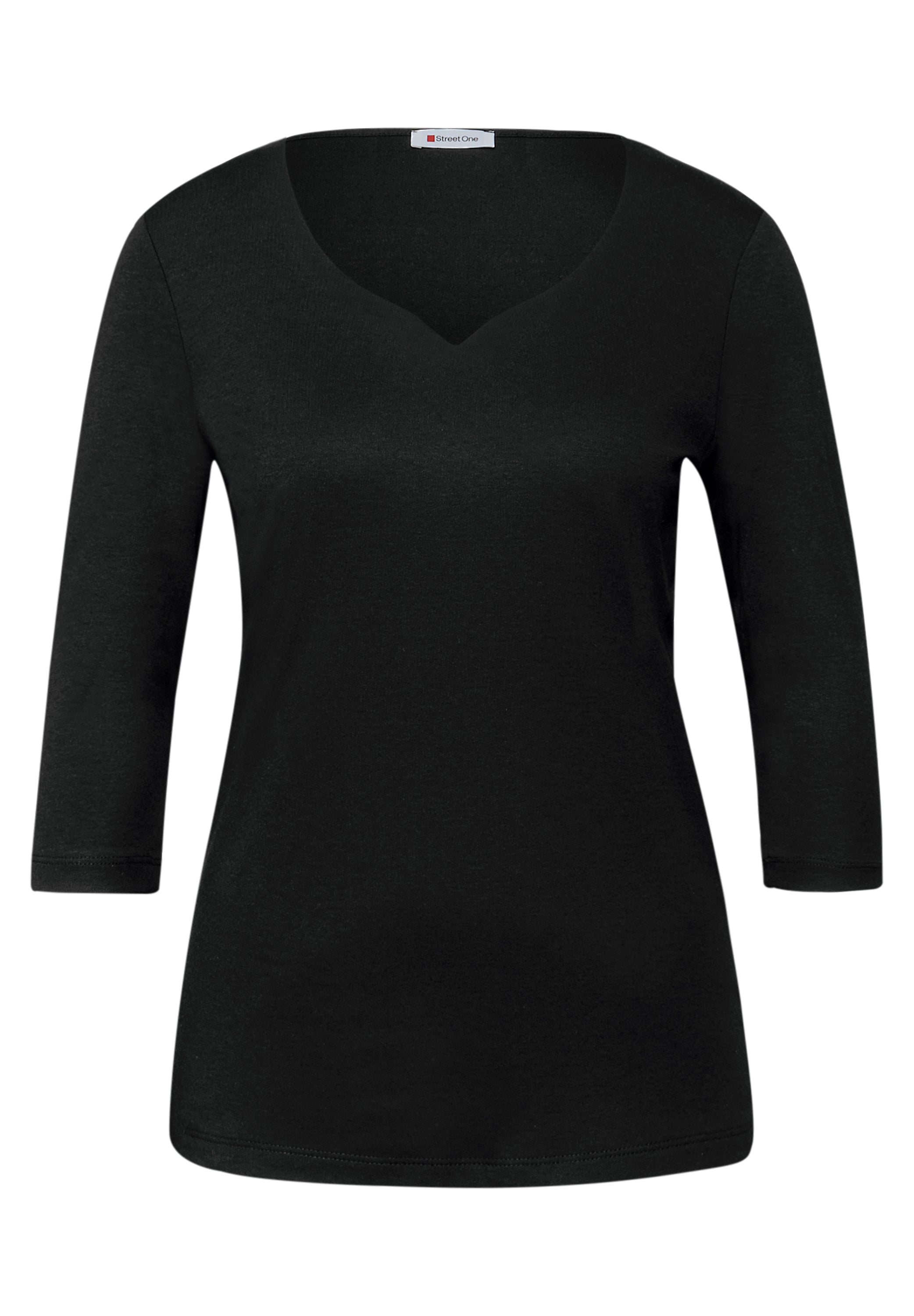 Street One Damen Jerseyshirt Herzausschnitt 3/4-Arm Casual