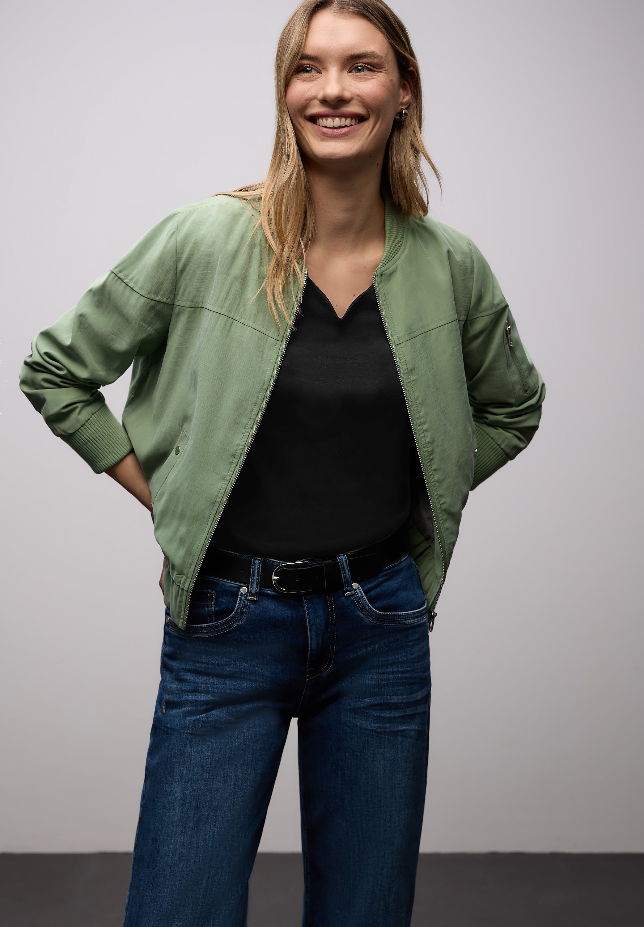 Street One Damen Jerseyshirt Herzausschnitt 3/4-Arm Casual