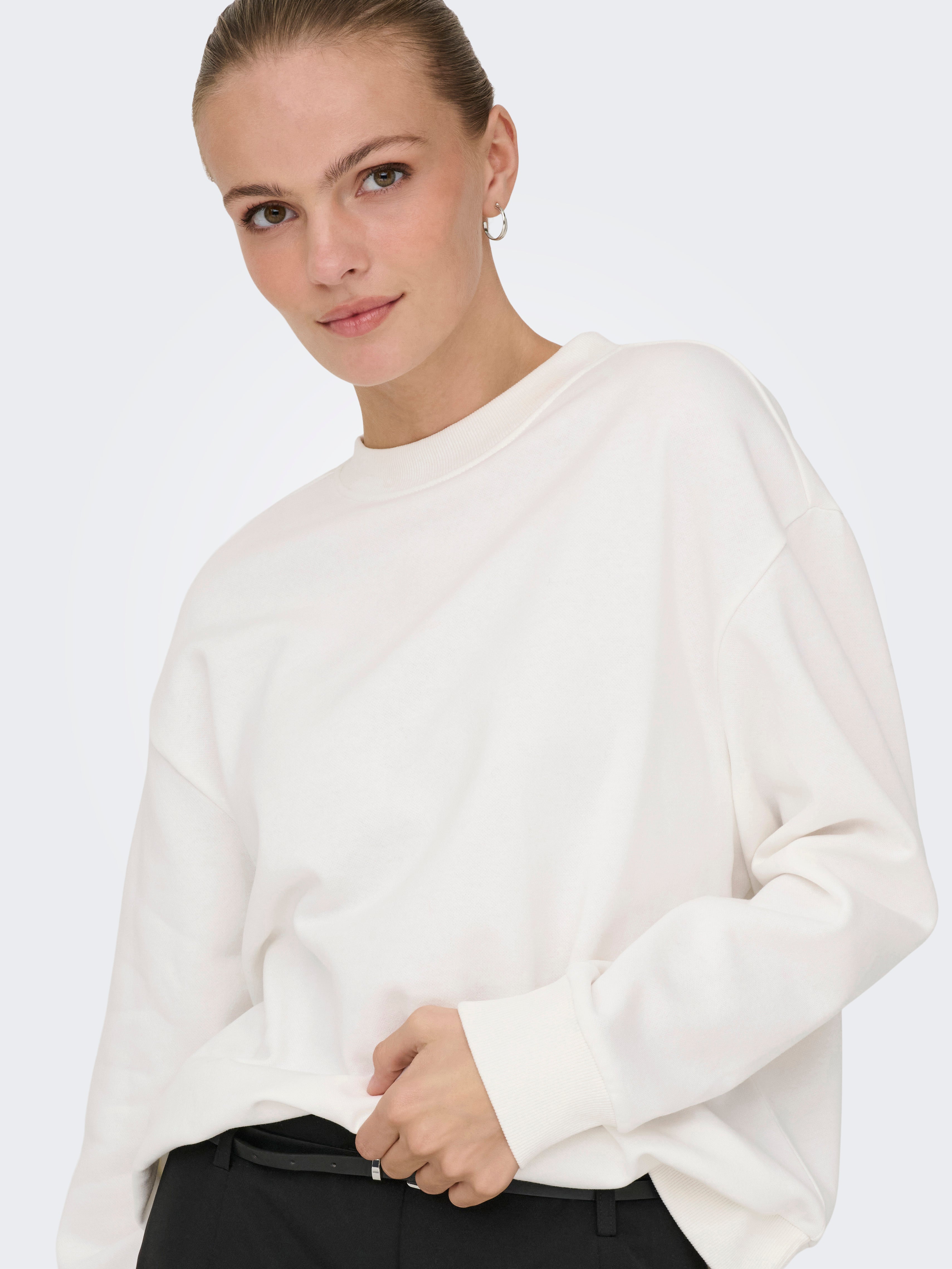 ONLY JdY JDY Damen Sweatshirt Langarm Rundhals Tief angesetzte Schulter Locker geschnitten