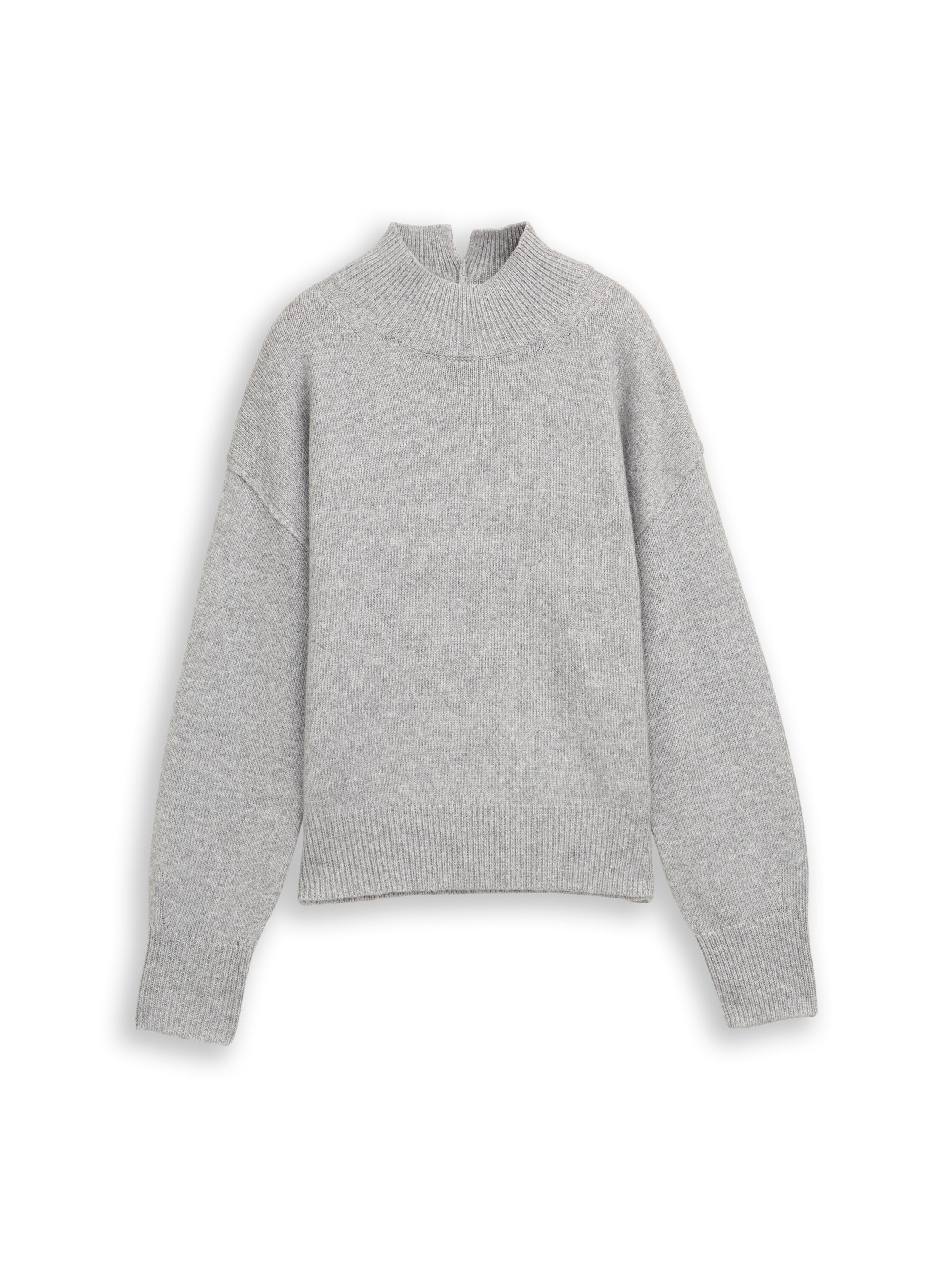 TOM TAILOR Pullover Damen Stehkragen Schlitz Rippbündchen Lockerer Schnitt