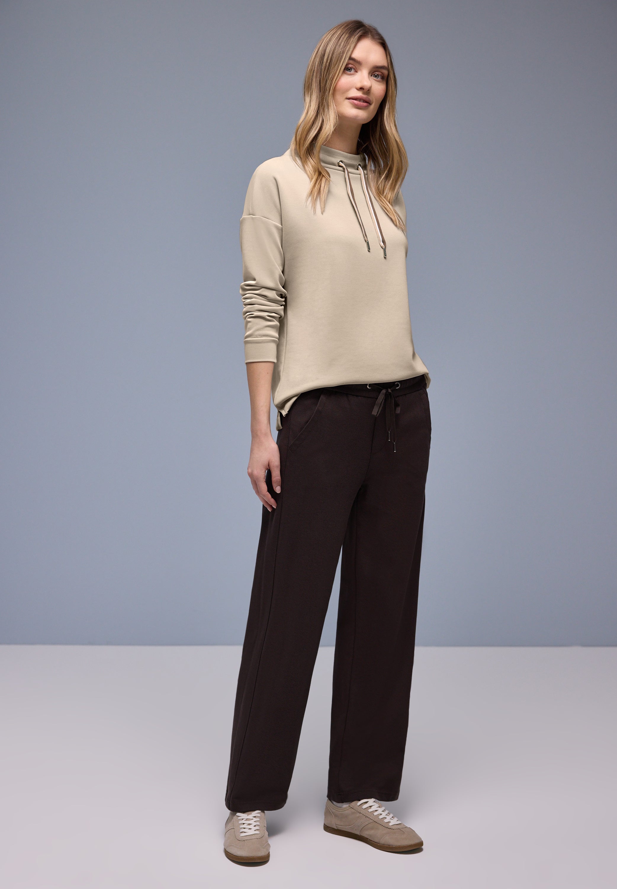 Street One Damen Langarmshirt Turtleneck Seidiger Glanz Modal Polyester Elasthan