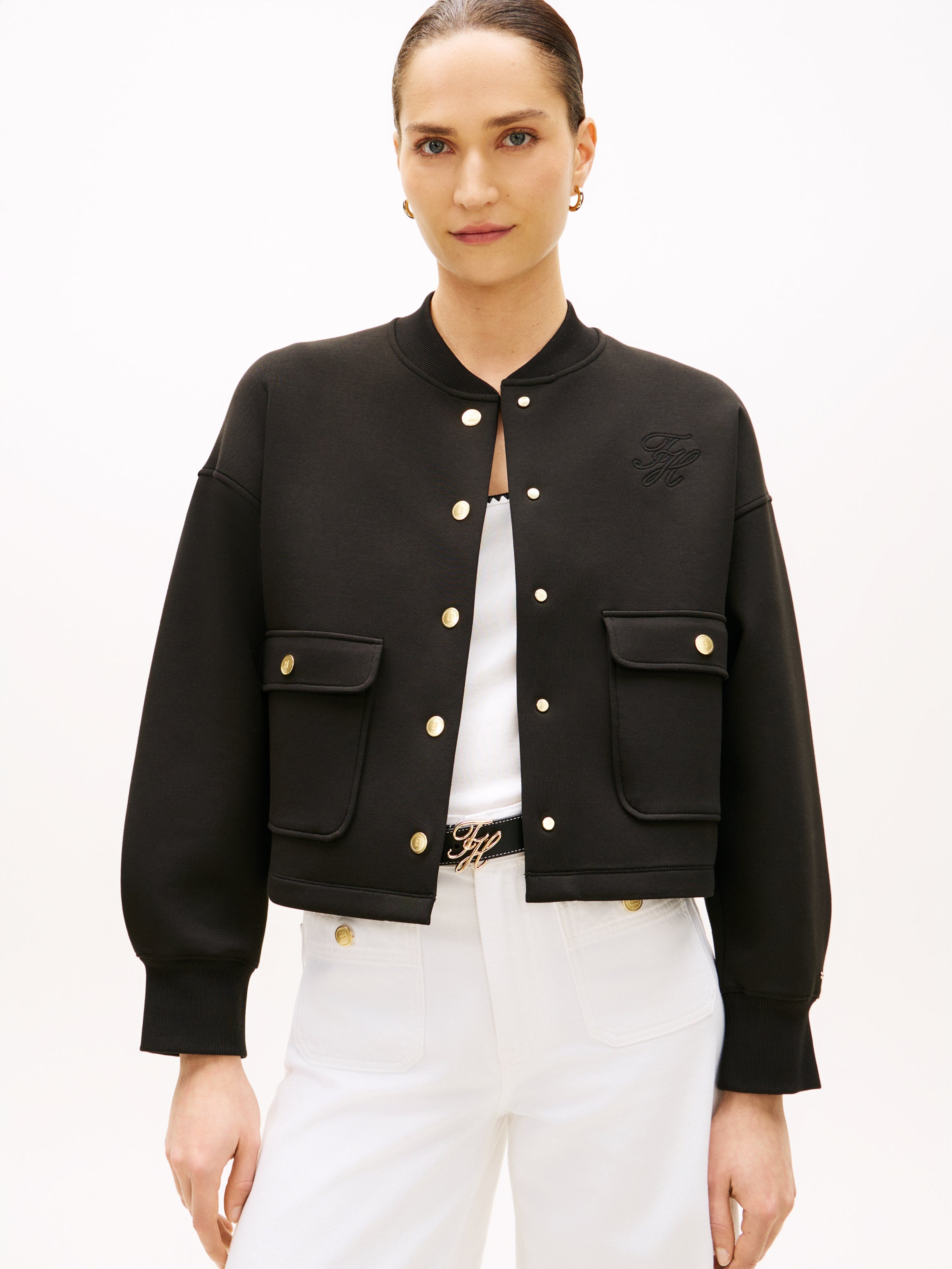 TOMMY HILFIGER Sportswear Division Damen Hose Komfort Stretch Schwarz