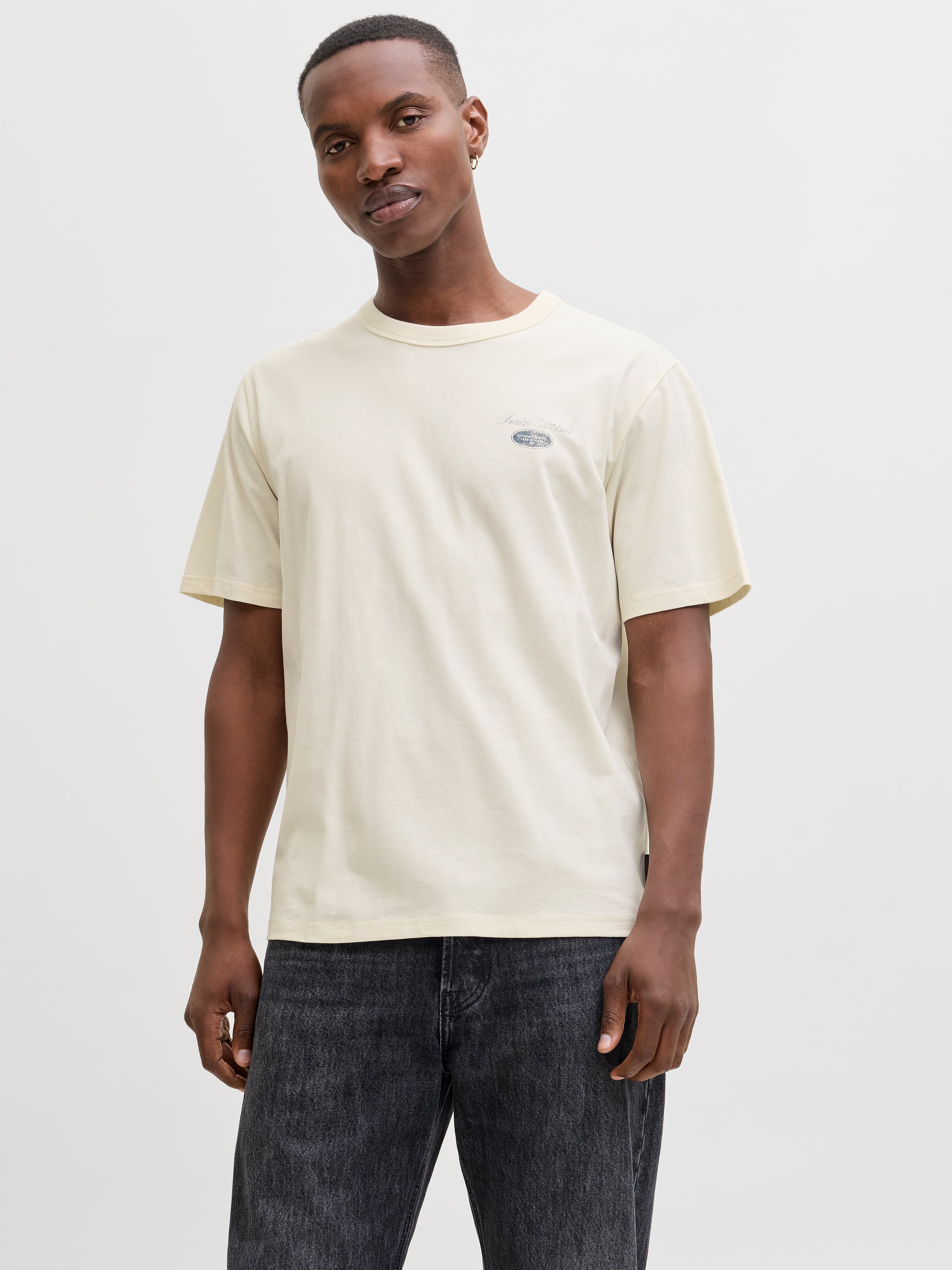 Jack & Jones T-Shirt Erwachsene Rundhalsausschnitt Kurzarm Eingesetzte Ärmel Aufdruck Baumwolle