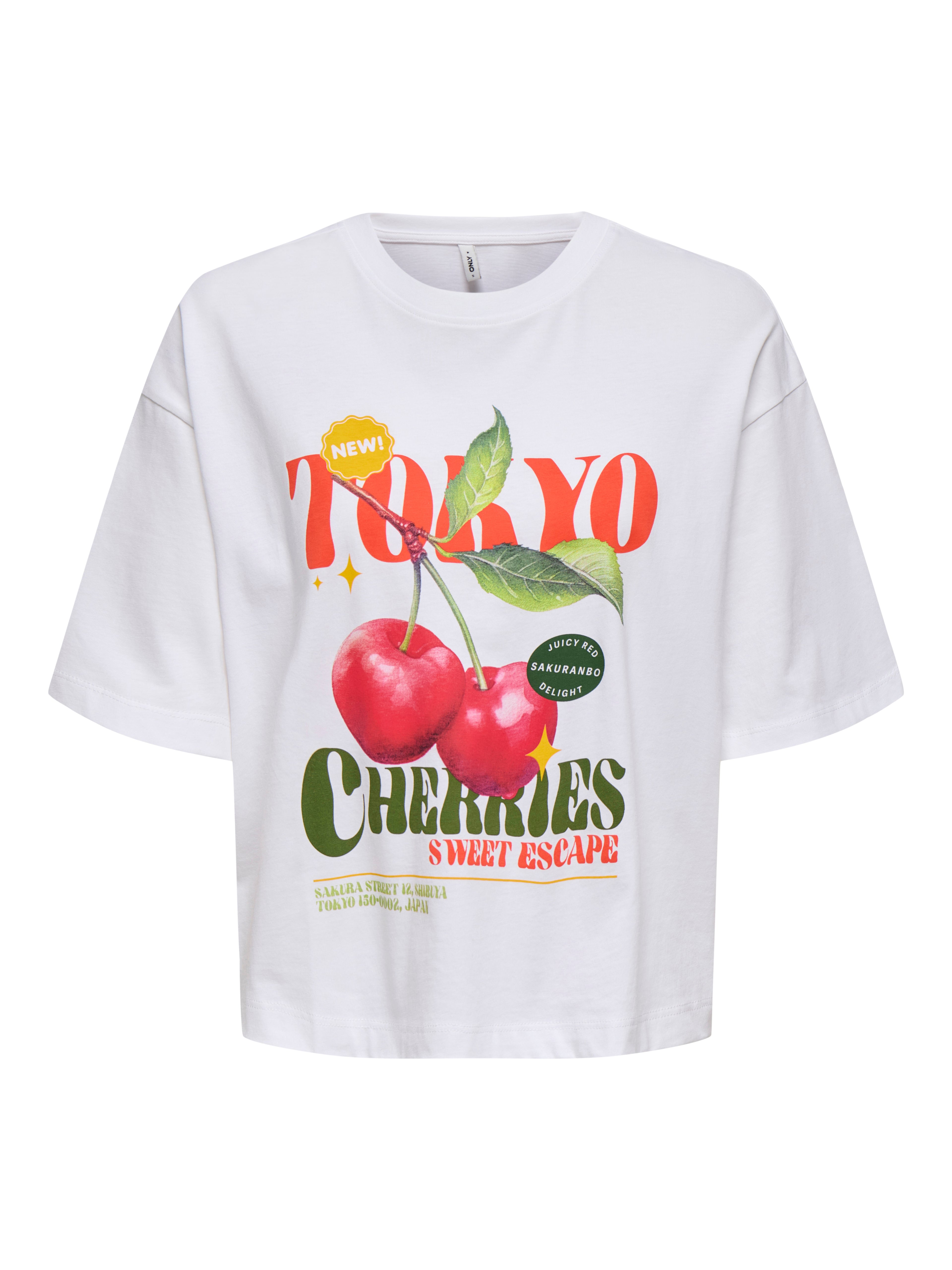 ONLY Basic Teenager T-Shirt Rundhals Kurzarm Extra lang Normal geschnitten Baumwolle