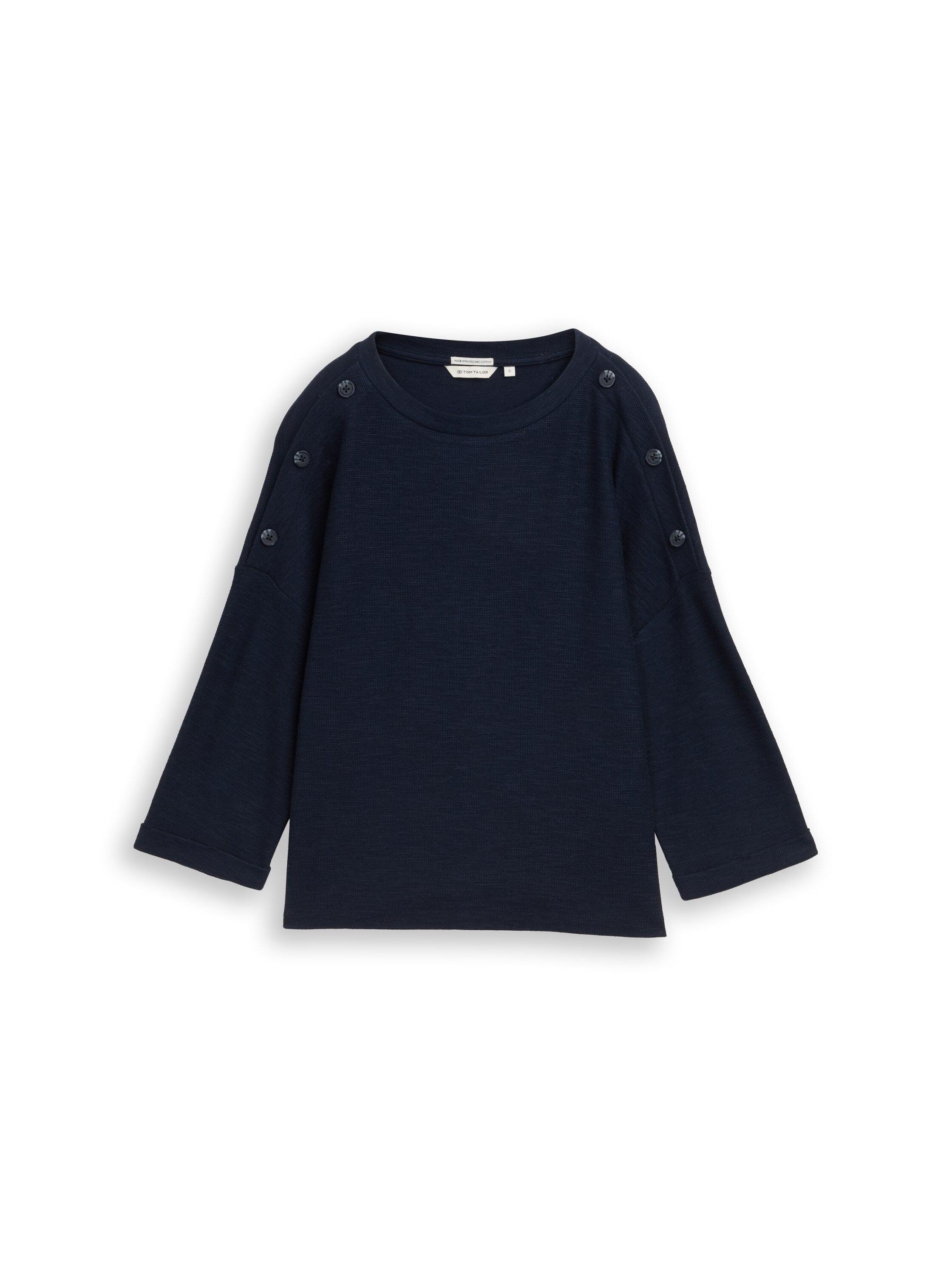 TOM TAILOR Longsleeve Damen 3/4-Arm Jacquard-Stoff