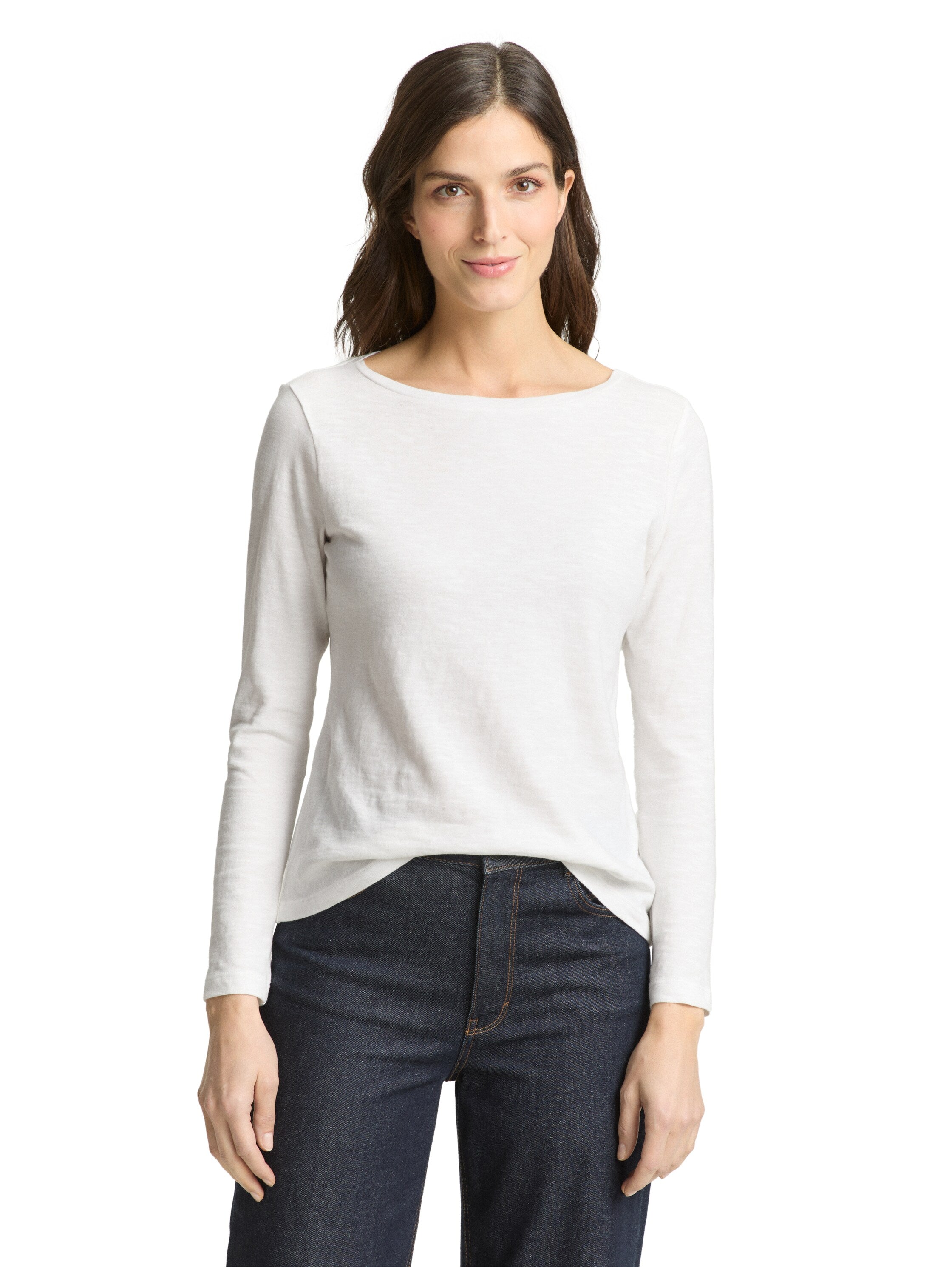 Tom Tailor Denim Unisex Basic Longsleeve U-Boot-Ausschnitt aus Baumwolle
