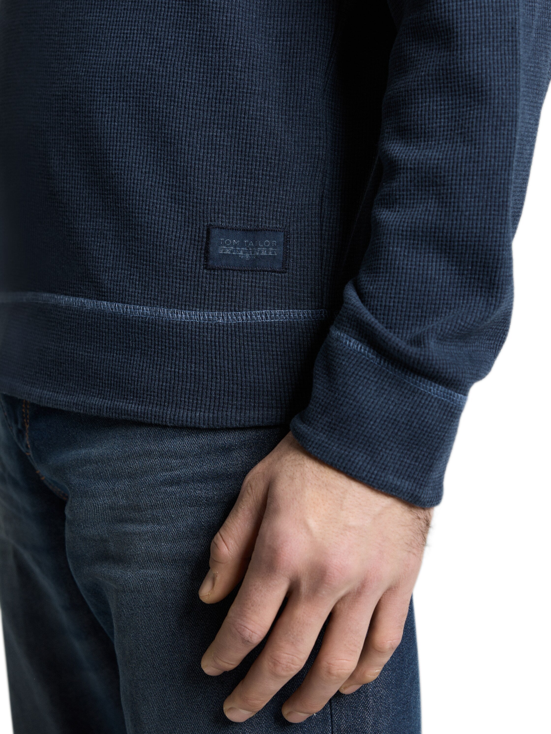 Tom Tailor Denim Male Longsleeve Waffel-Optik Used-Look