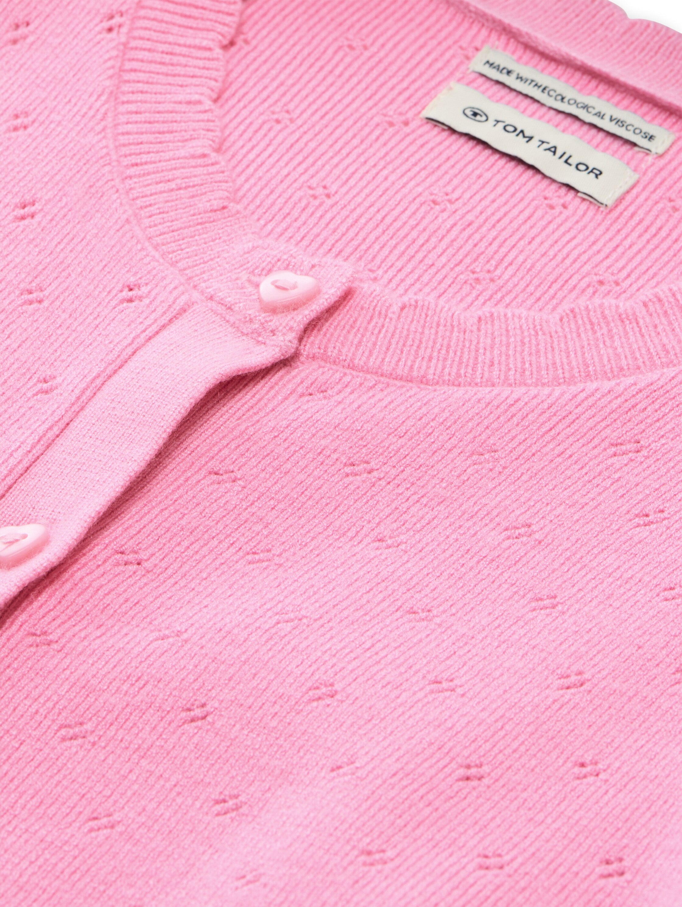 TOM TAILOR Süße Kinder-Strickjacke Mädchen Strickjacke Lochmuster Herz-Knöpfen Viskose