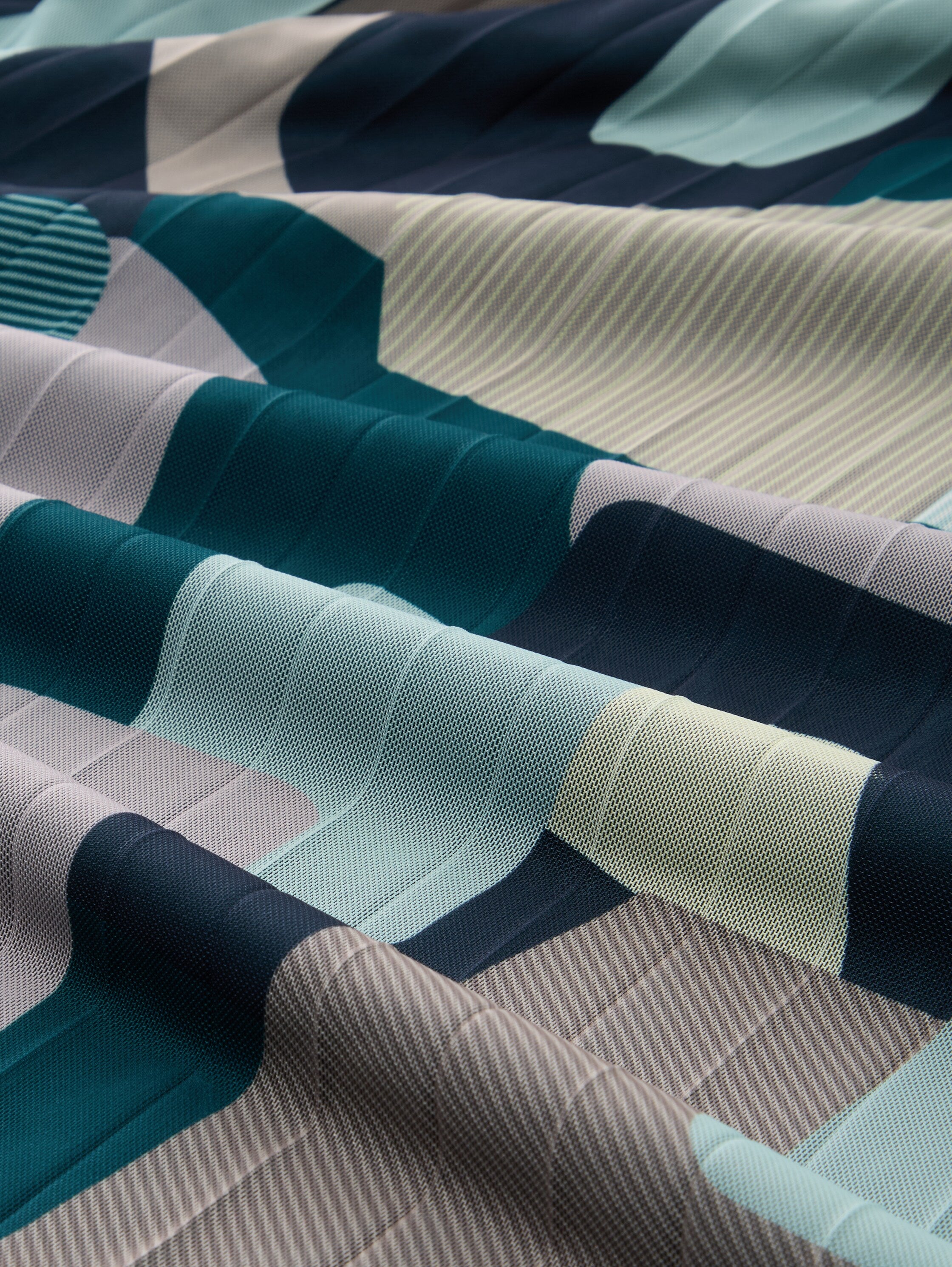 TOM TAILOR Gemusterter Midi-Rock Damen Plissee-Falten Mesh elastischer Bund