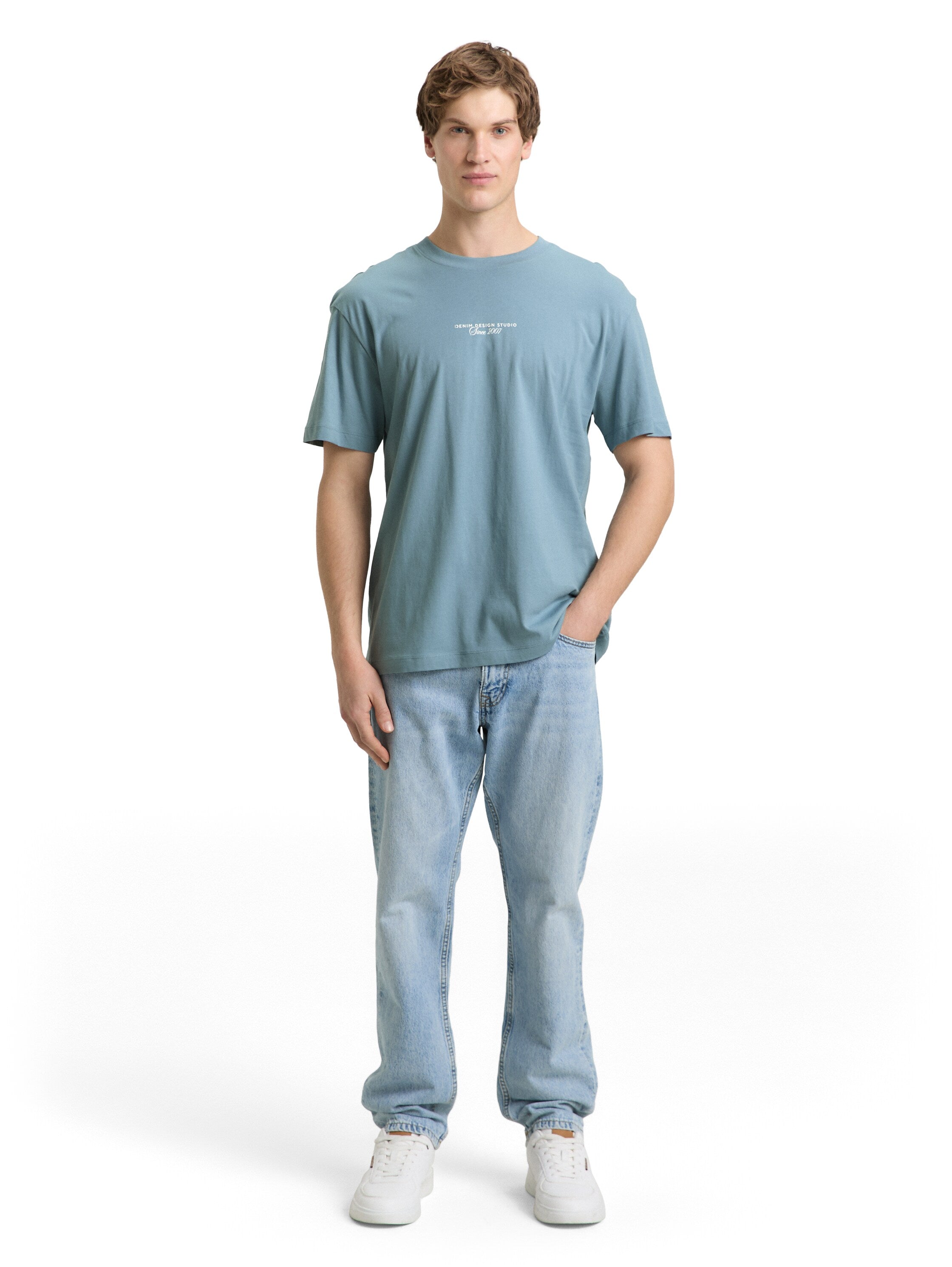 Tom Tailor Denim Male T-Shirt Relaxed Fit mit Schriftzug auf der Brust