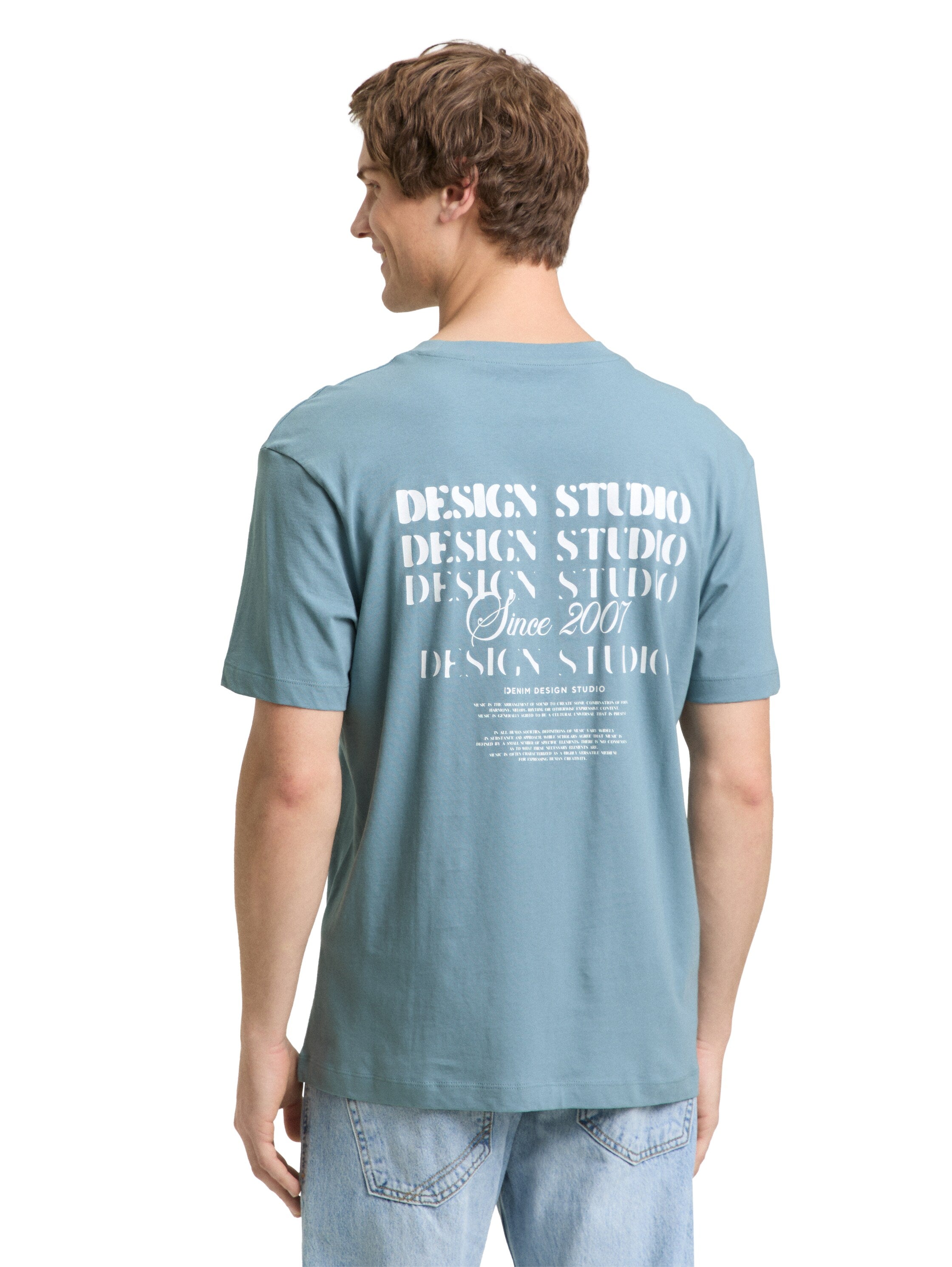 Tom Tailor Denim Male T-Shirt Relaxed Fit mit Schriftzug auf der Brust