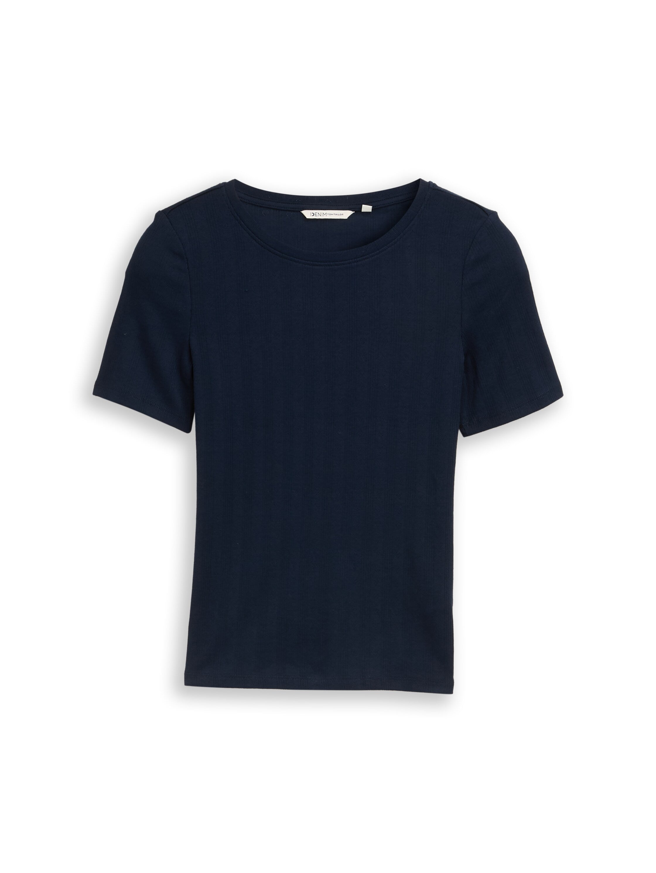 Tom Tailor Denim Female T-Shirt mit Pointelle-Lochmuster Baumwolle Elasthan