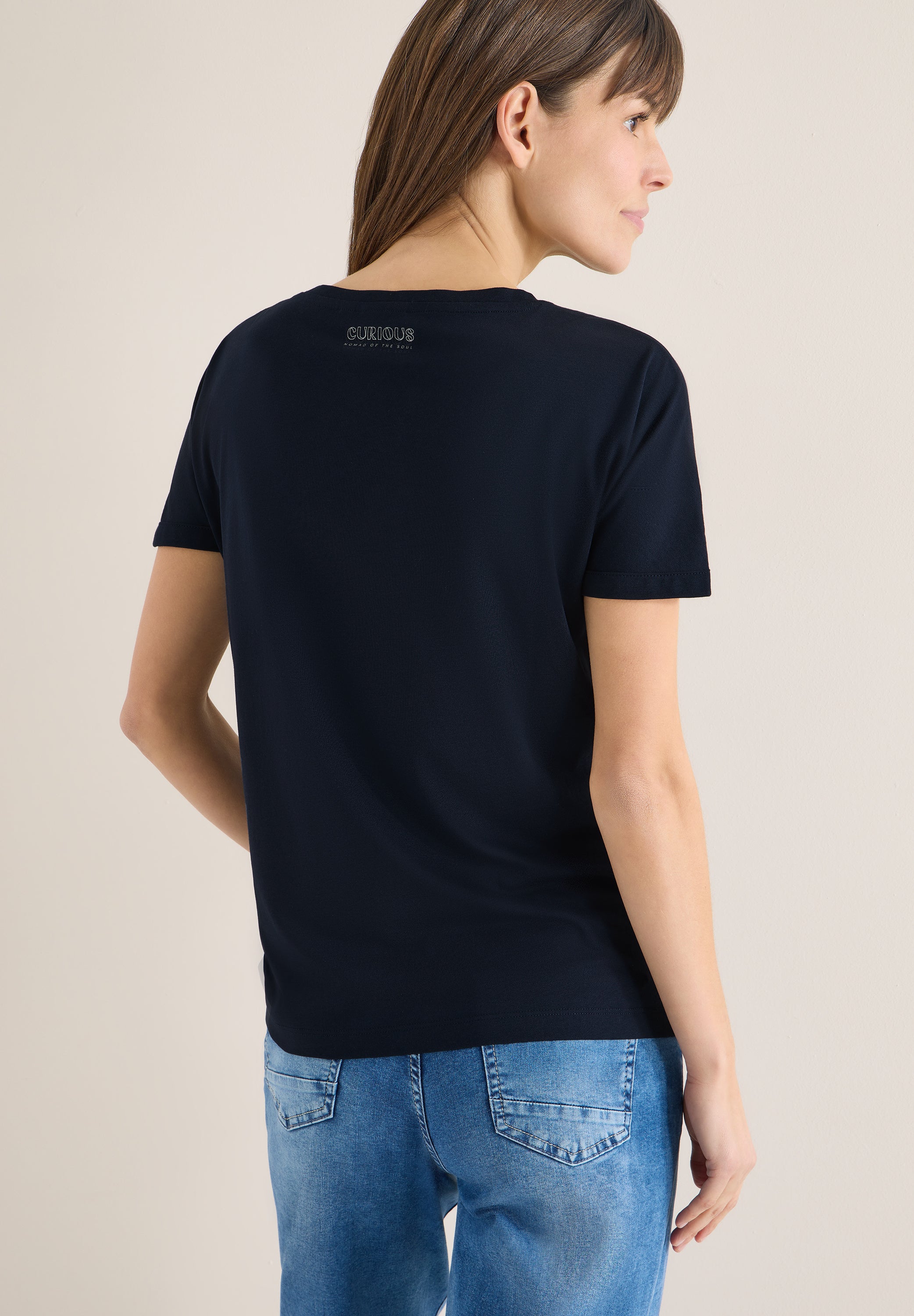 CECIL Damen T-Shirt U-Boot-Ausschnitt Kurzarm Casual Modal Baumwolle