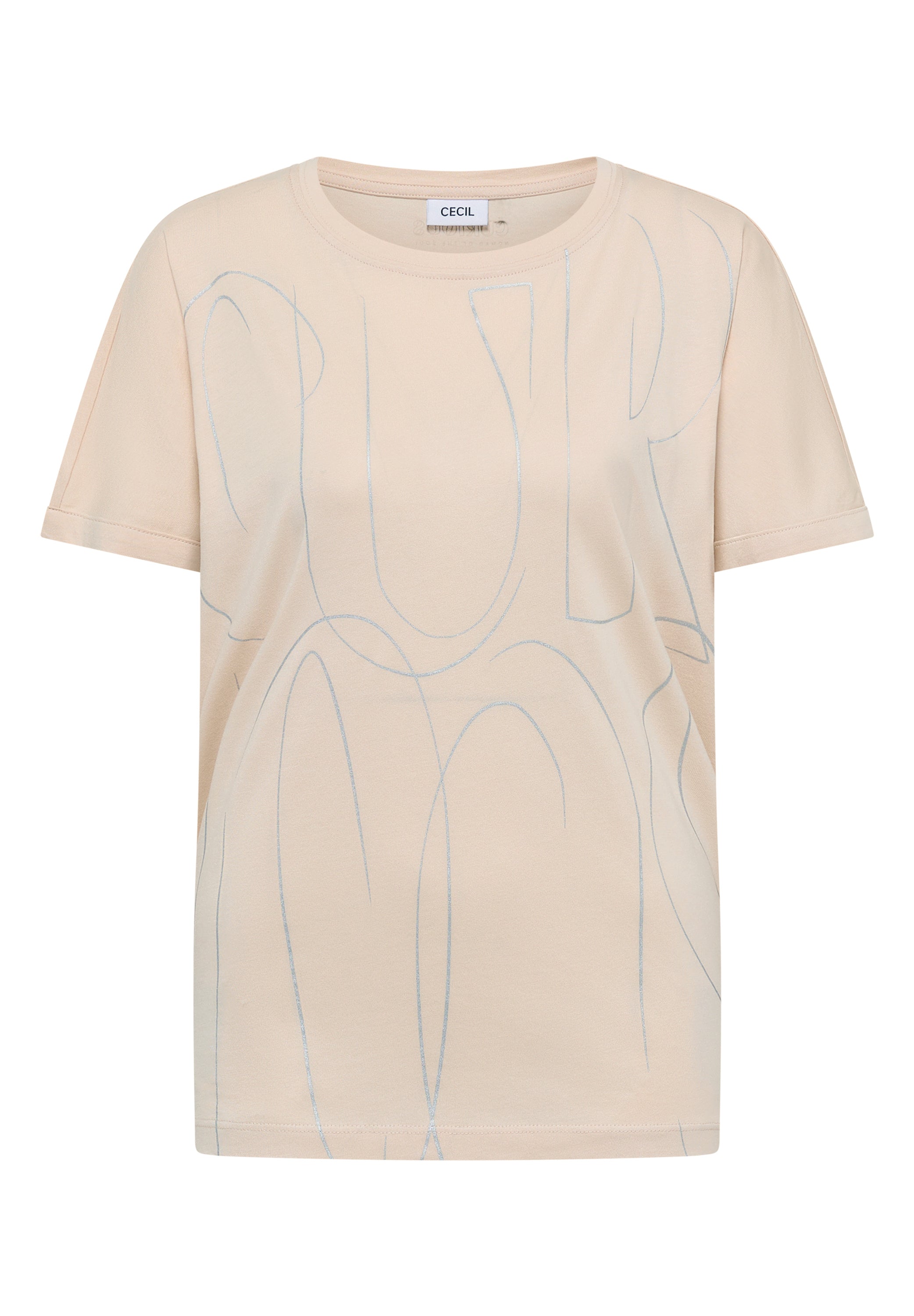 CECIL Damen T-Shirt U-Boot-Ausschnitt Kurzarm Casual Modal Baumwolle