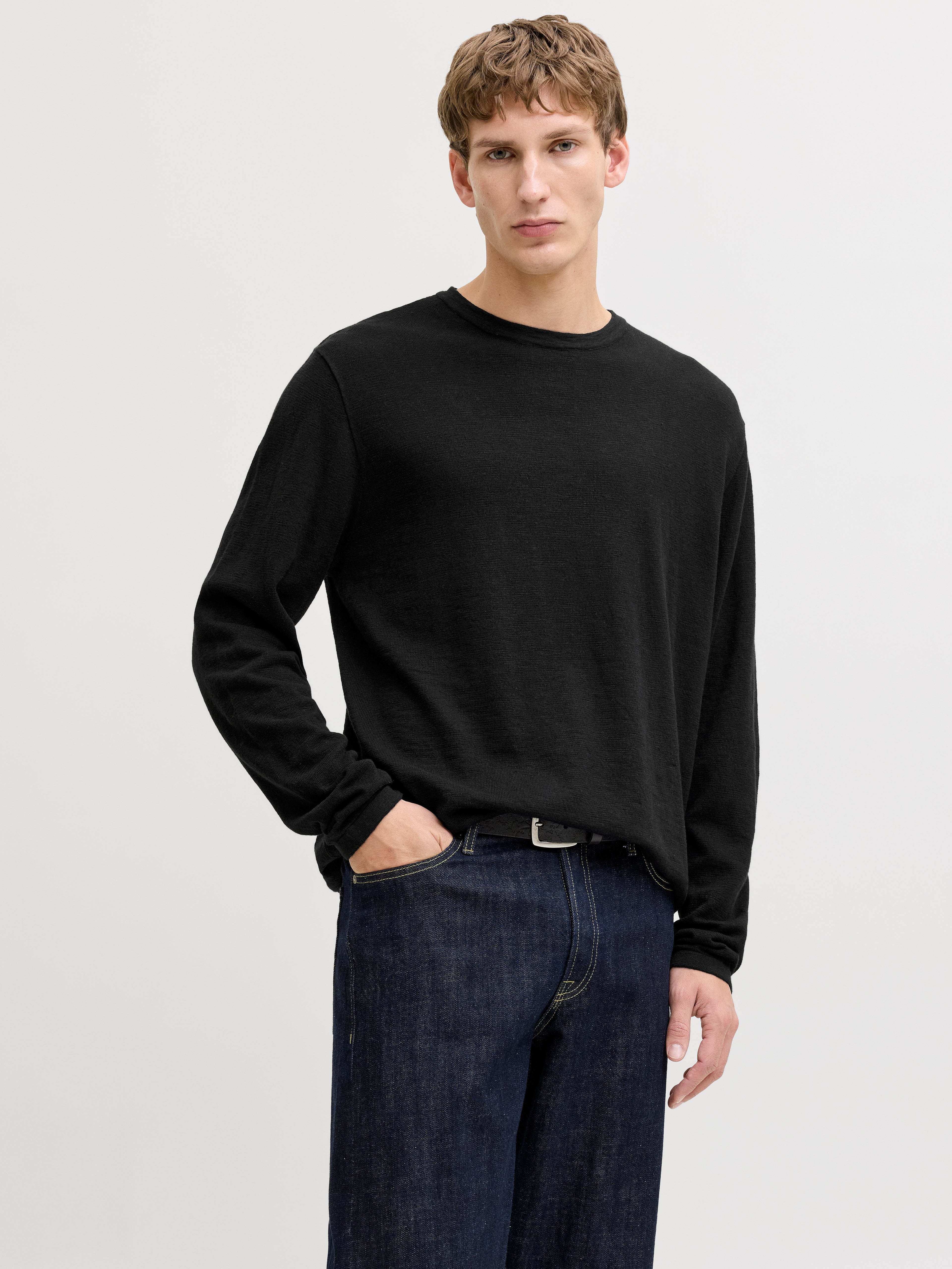 Jack & Jones Strickpullover Herren Langarm Normal geschnitten Baumwolle Leinen