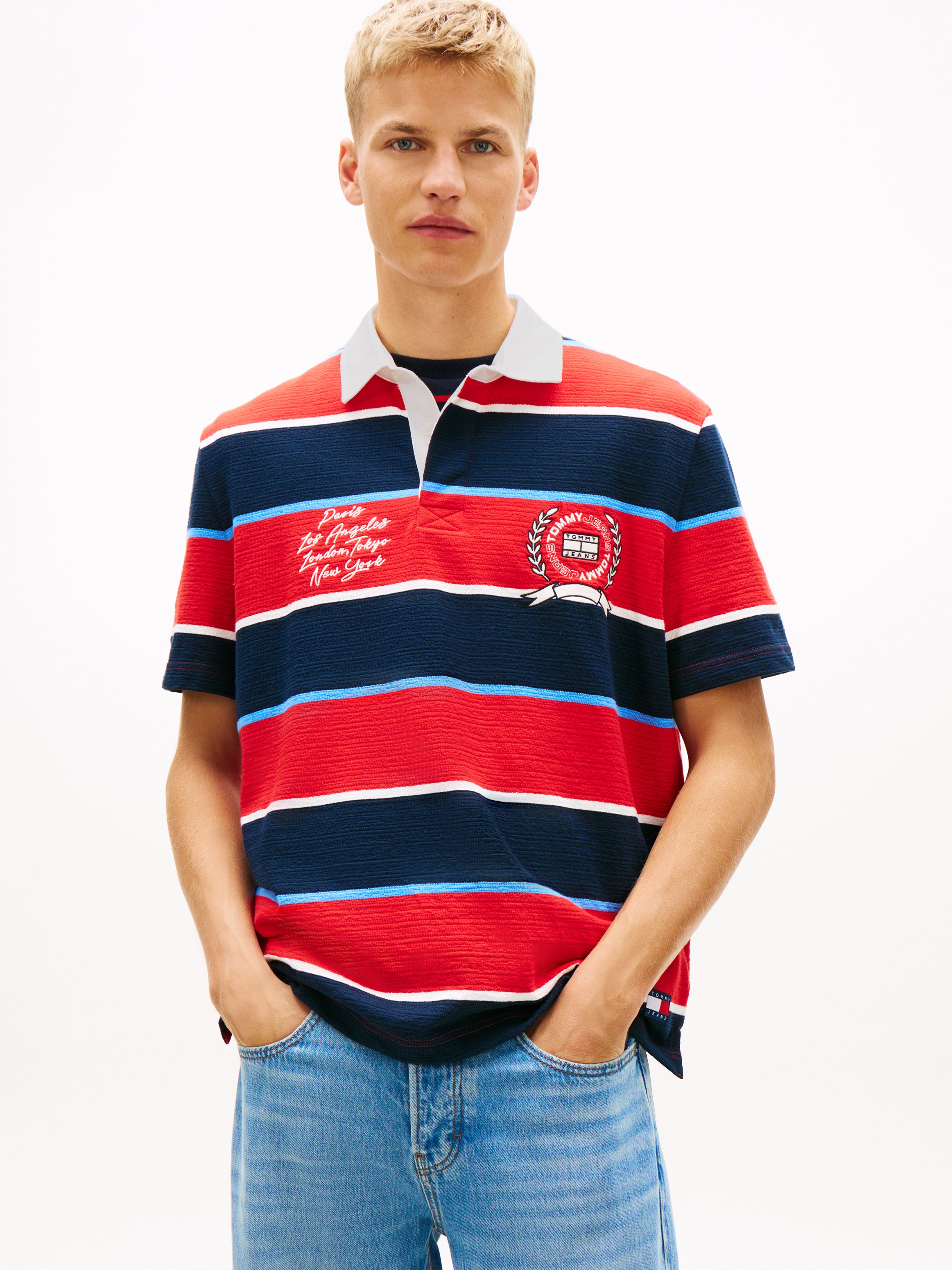 TOMMY HILFIGER Sportswear Division Herren T-Shirt Stripe Rapid Red Stripe