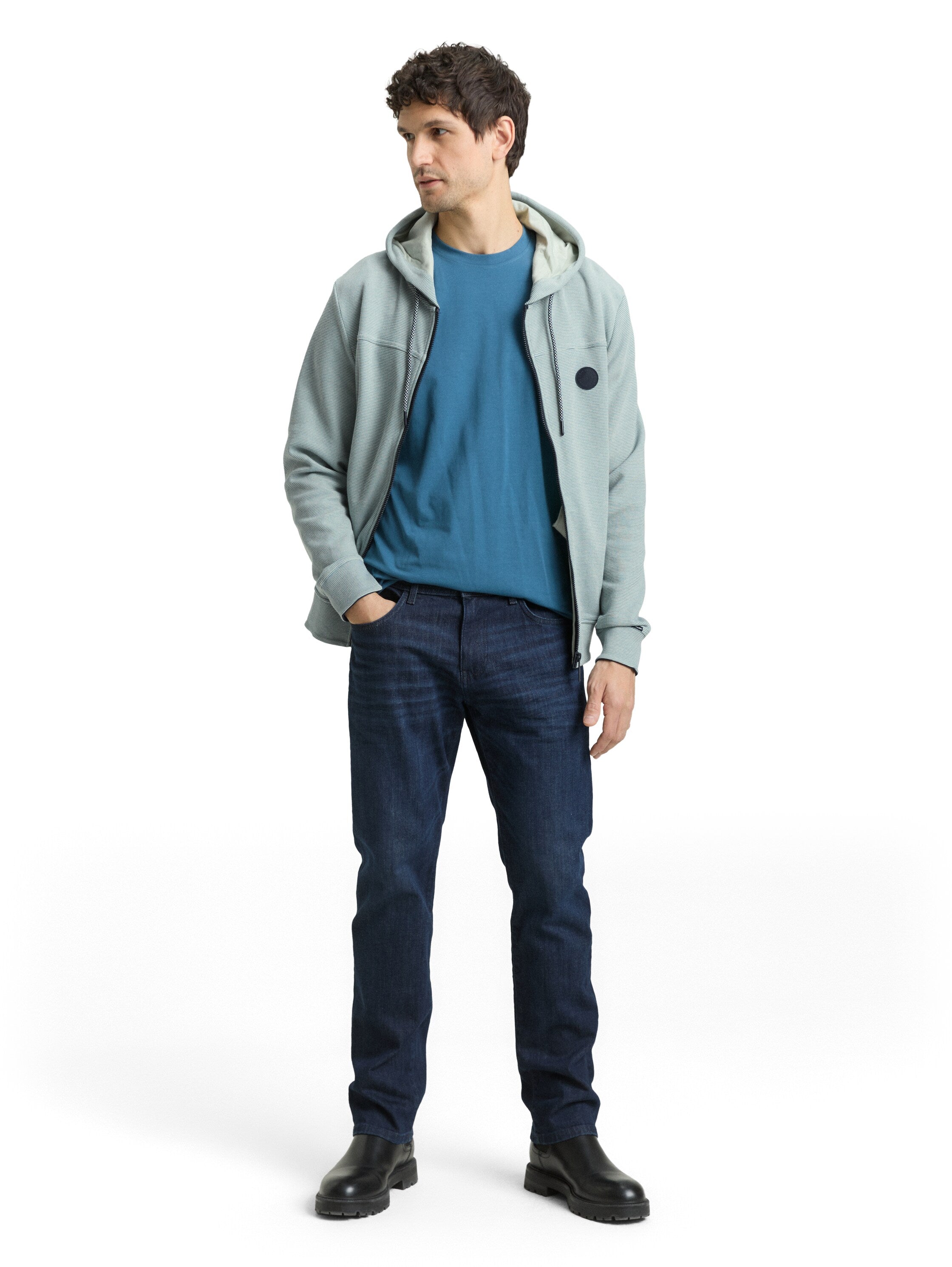 TOM TAILOR Logo Herren Sweatshirtjacke mit Kapuze und Reißverschluss