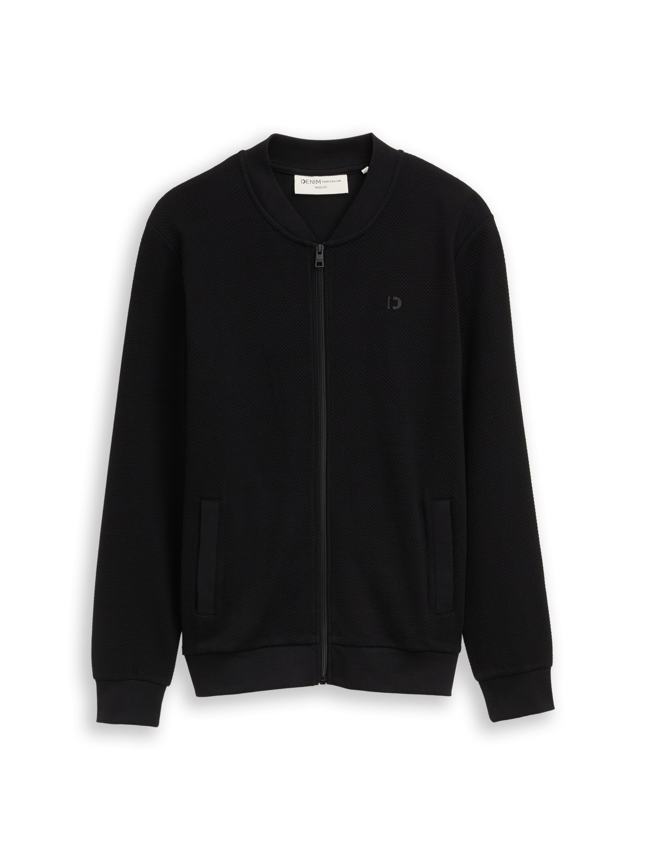 Tom Tailor Denim Herren Sweatjacke Bomber-Style Logo-Print Baumwolle