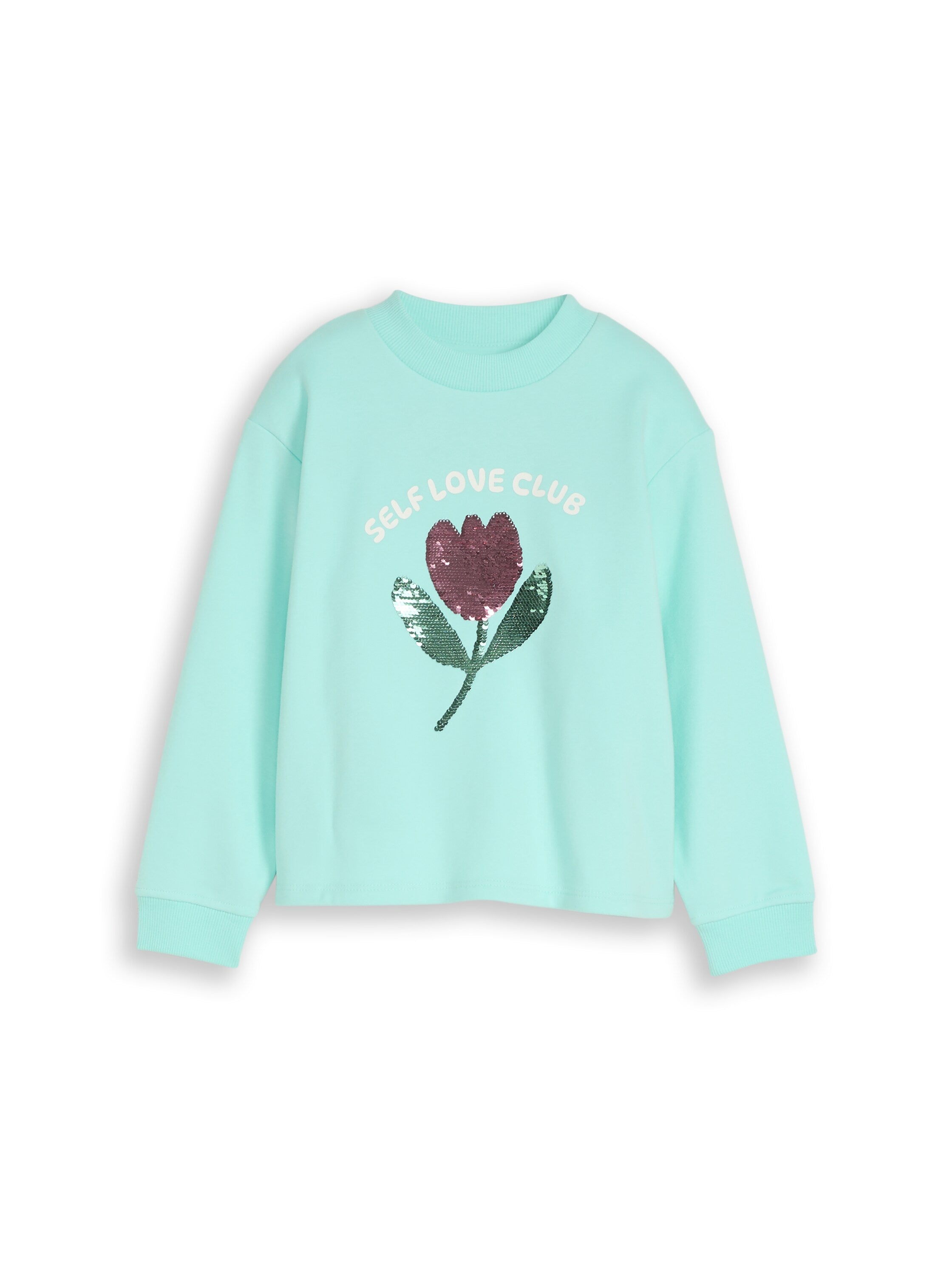 TOM TAILOR Trendiges Kinder Sweatshirt Kurz geschnitten Wendepailletten Gummibündchen Baumwolle