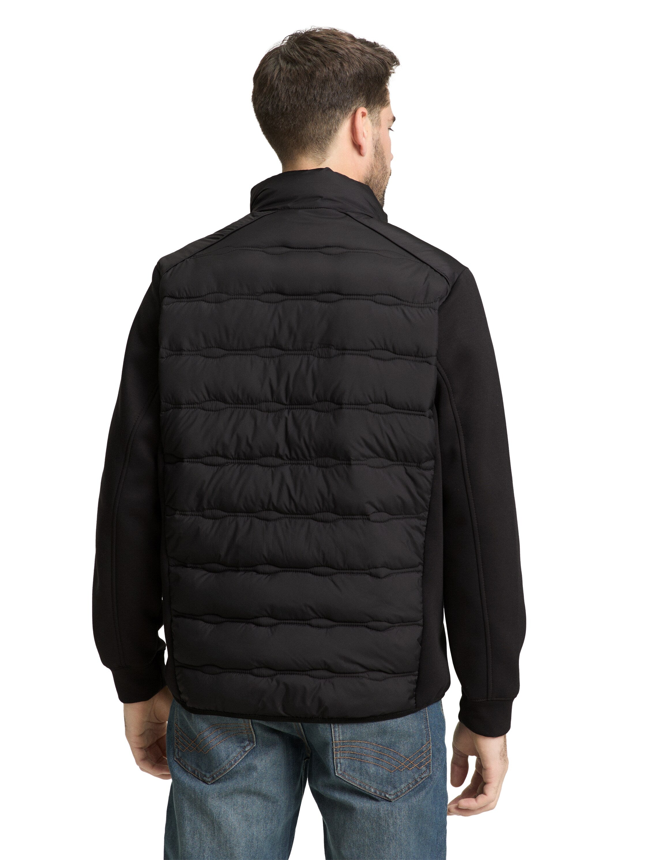 TOM TAILOR Hybrid Übergangsjacke Herren Stehkragen Logo-Badge
