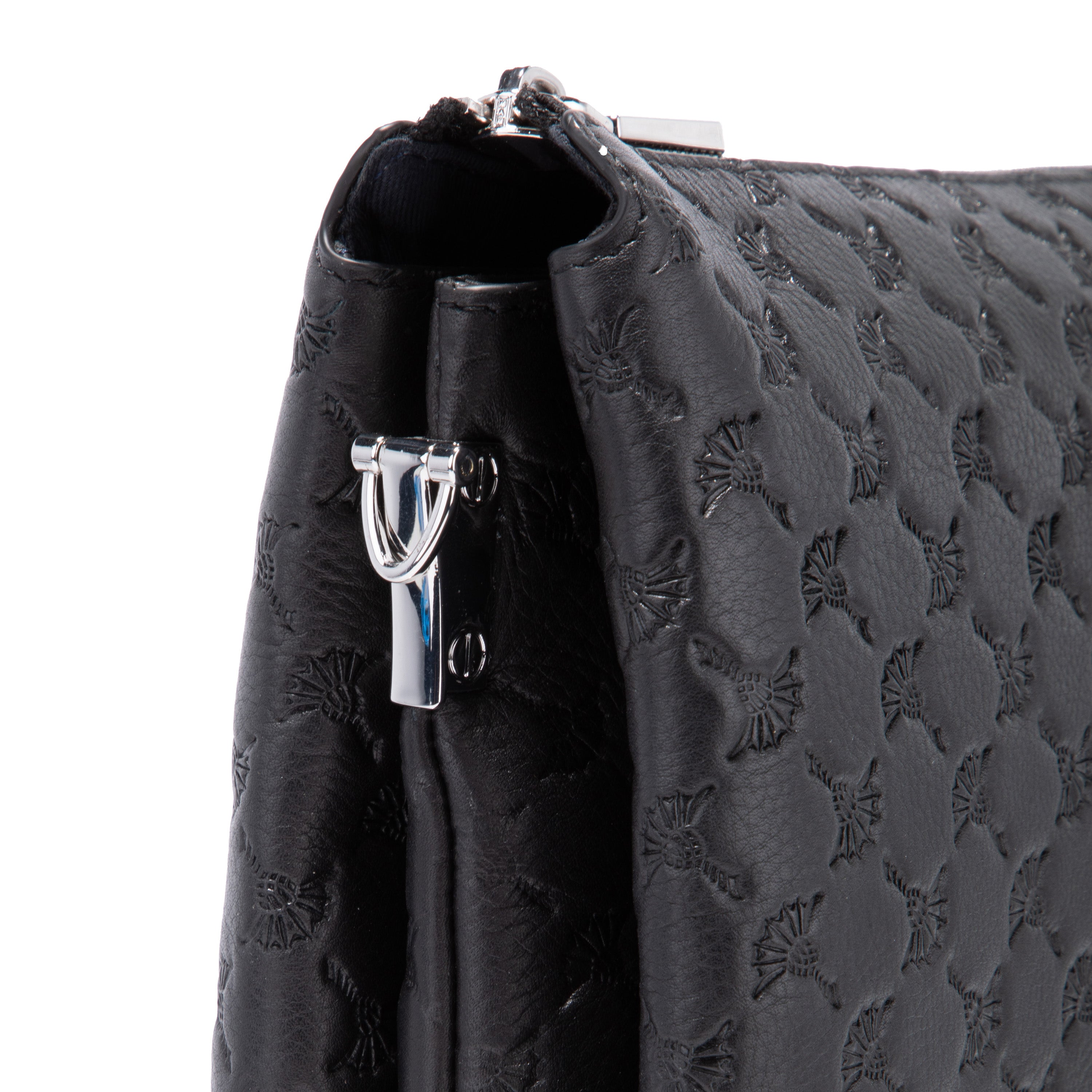 Logoprägung Rindsleder Schultertasche Damen