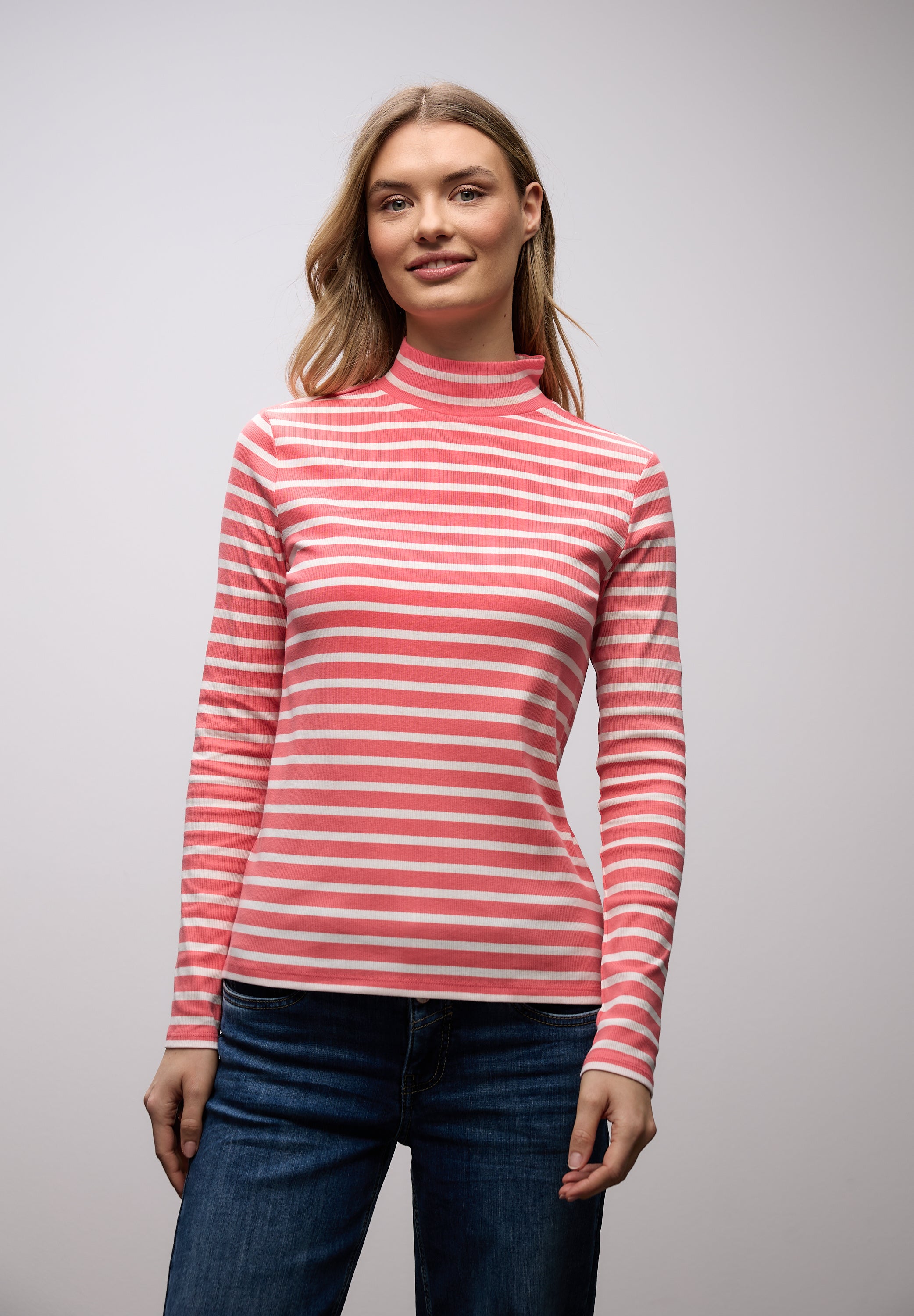 Street One Damen Jerseyshirt Turtleneck gestreift Baumwolle